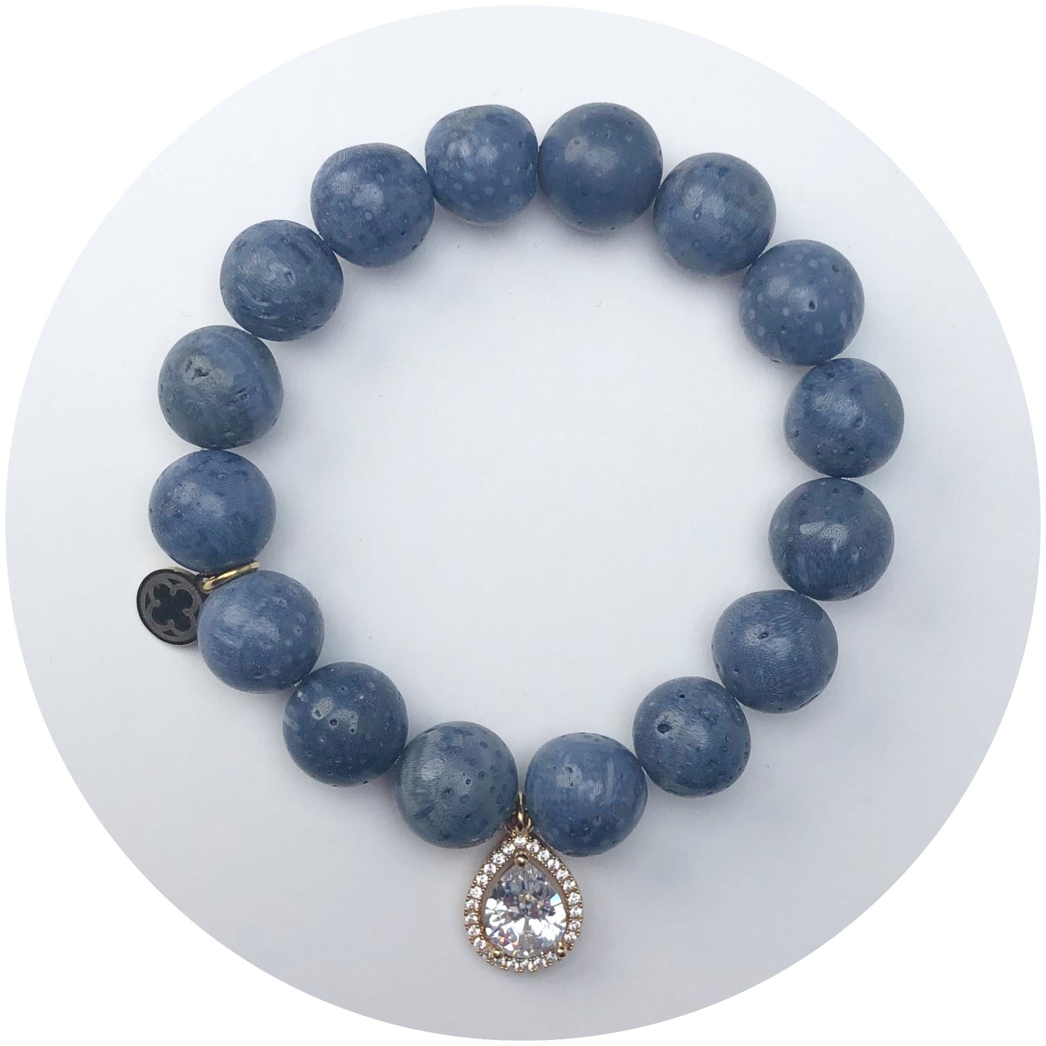 Blue Sponge Coral &quot;Kevin Kelly Vision&quot; with Gold Teardrop Pendant