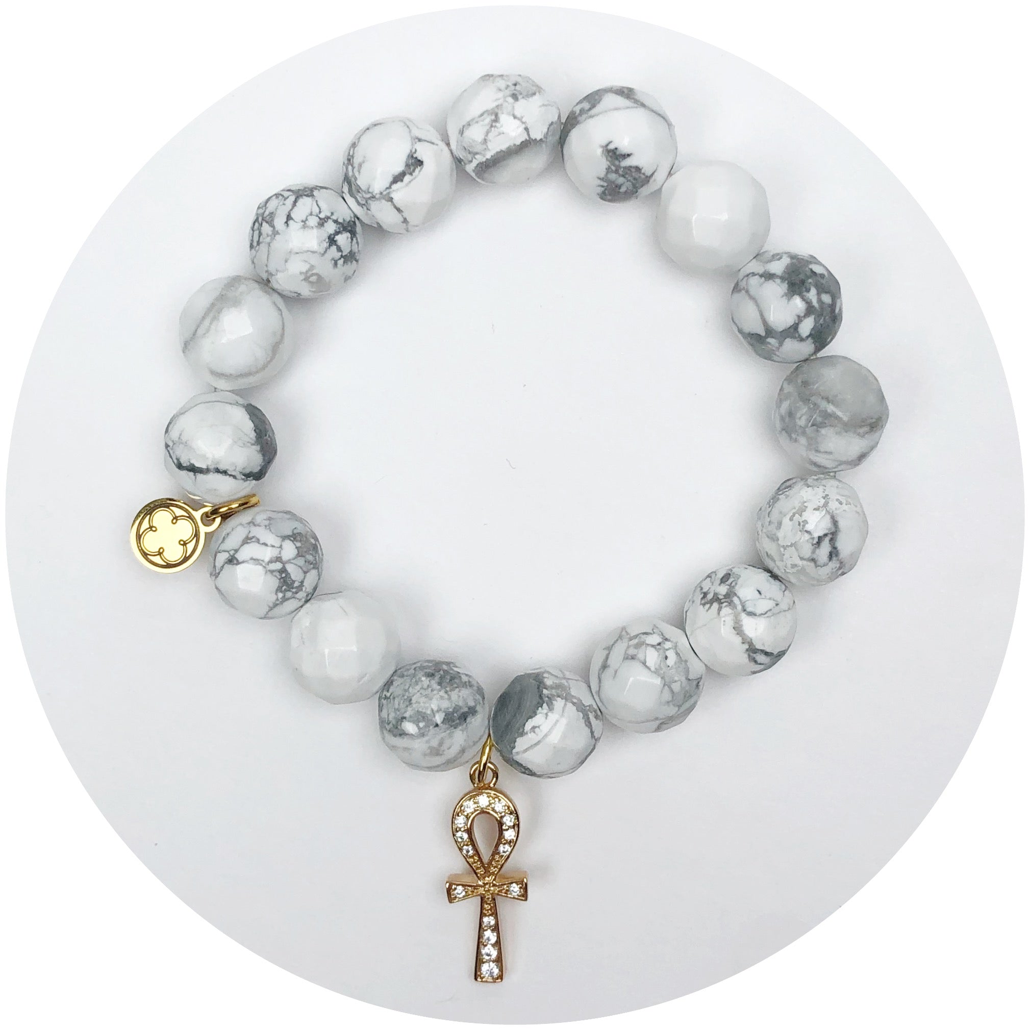 Frosted Marble Agate with Cross Pendant