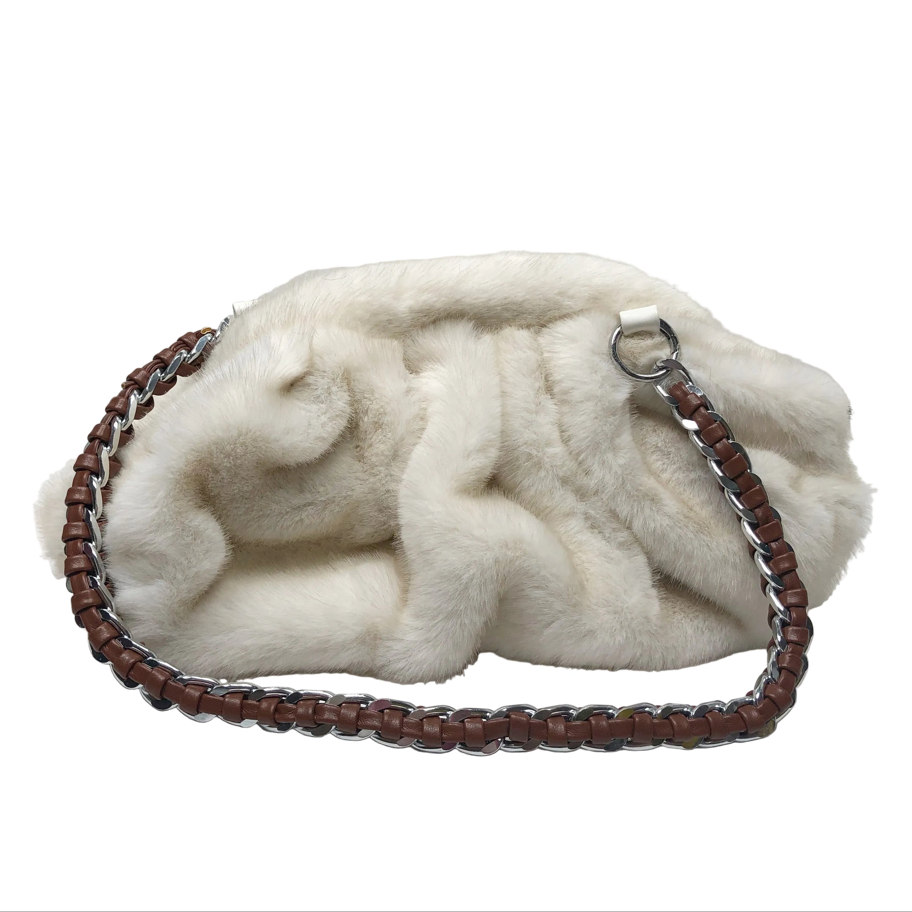 La Nuvola Beige Faux Mink Bag - Oriana Lamarca LLC