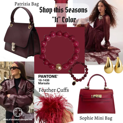 Patrizia Marsala Leather Bag with Crossbody Strap