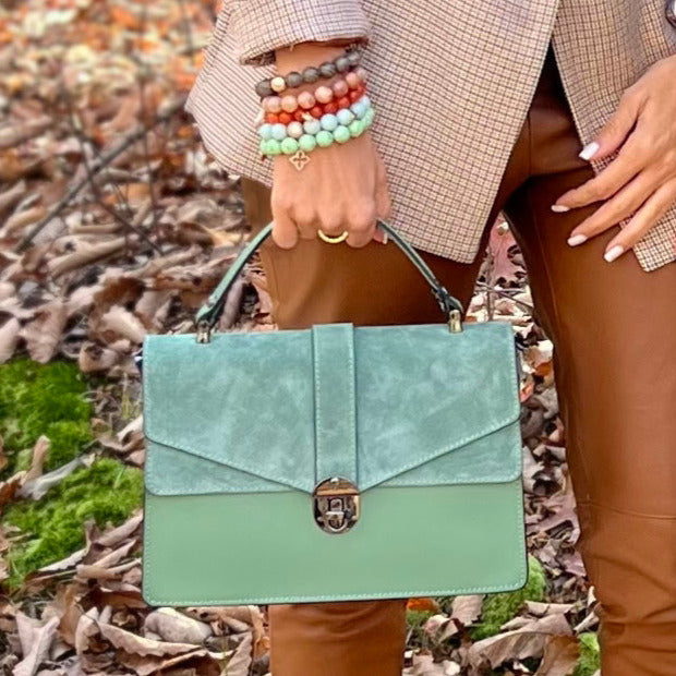 Angelina Mint Leather Handbag