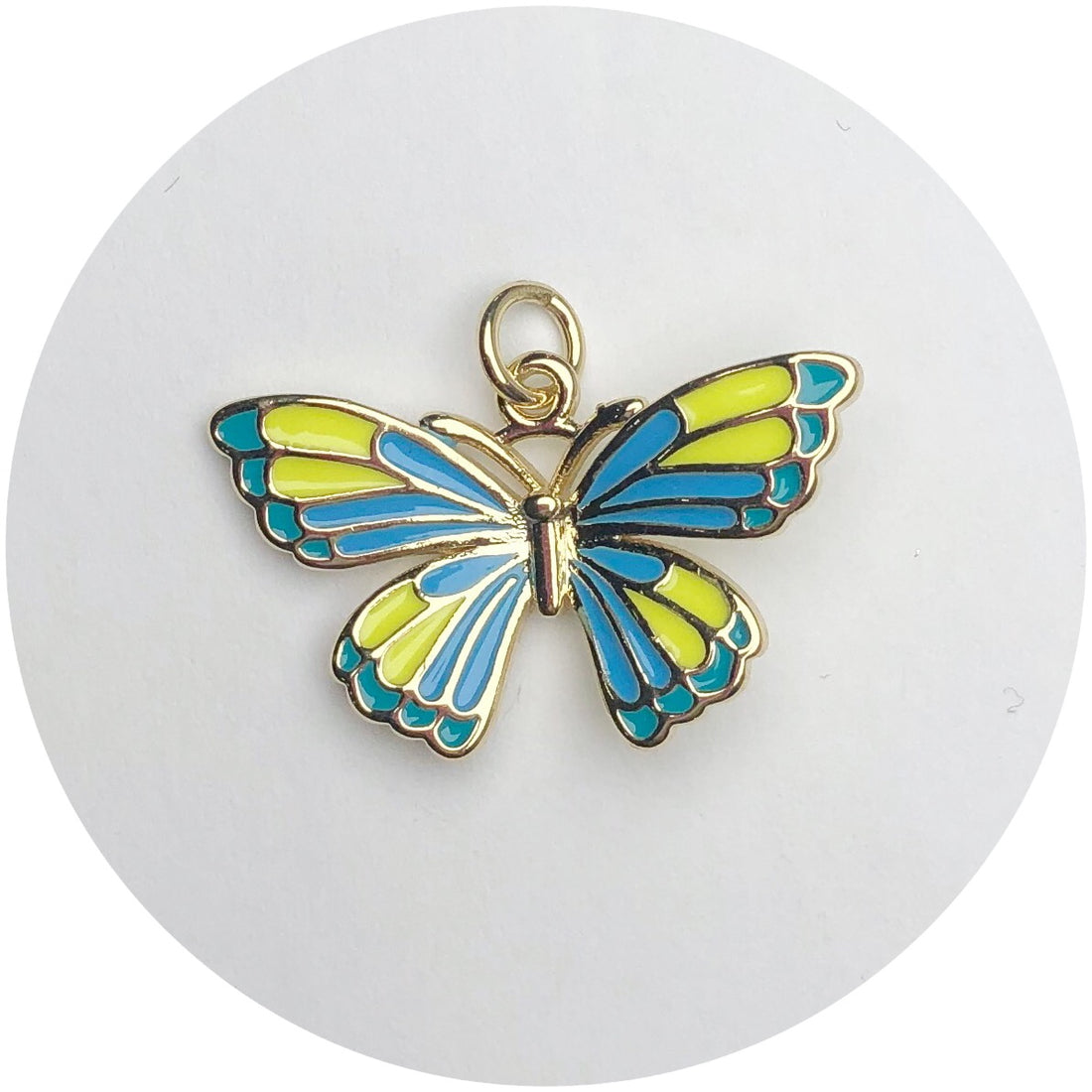 Camellia Yellow/Blue Butterfly Pendant