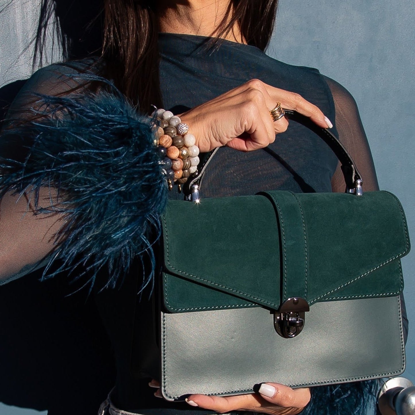 Angelina Emerald Leather Handbag