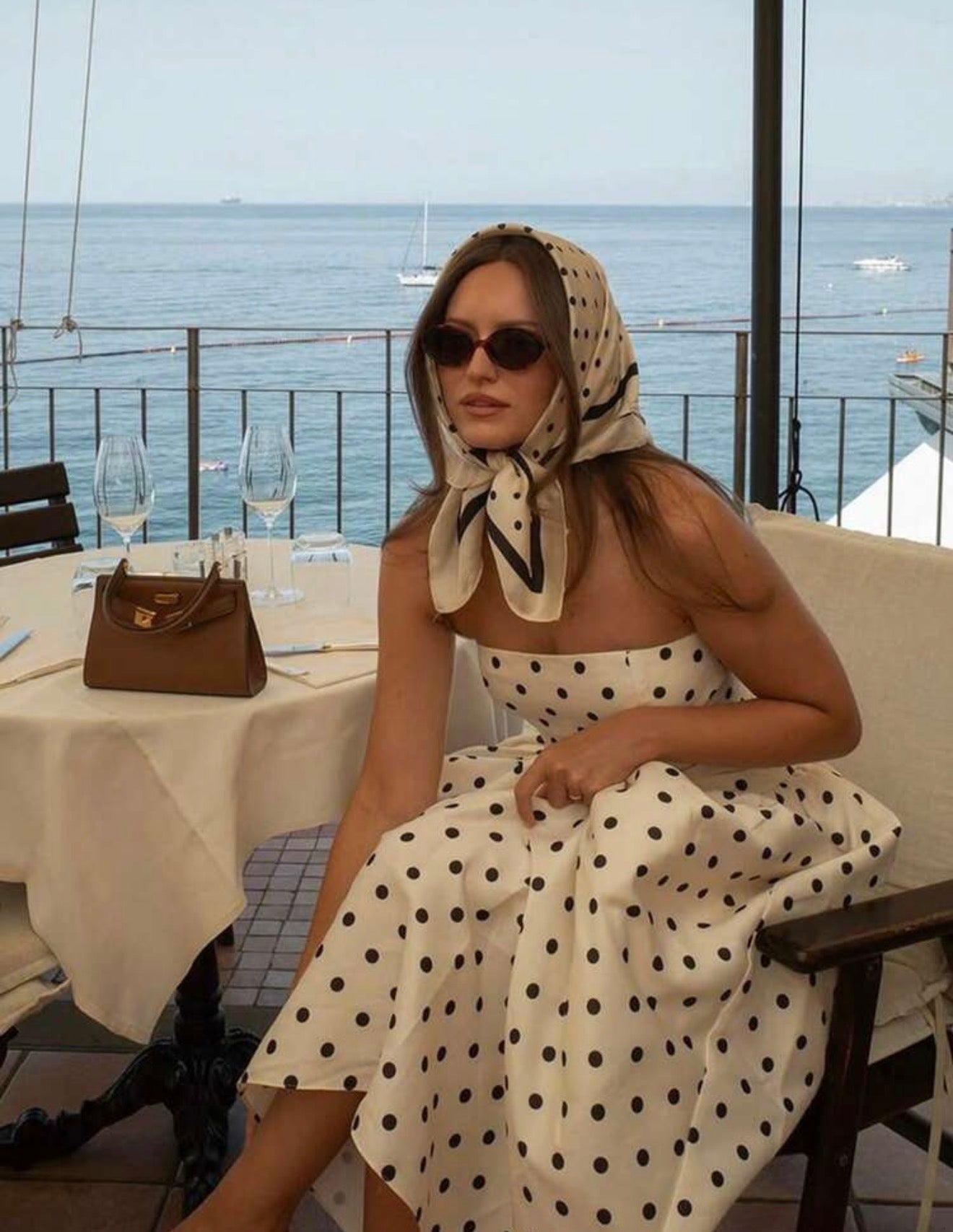 Crema Polka Dots Petite Foulard