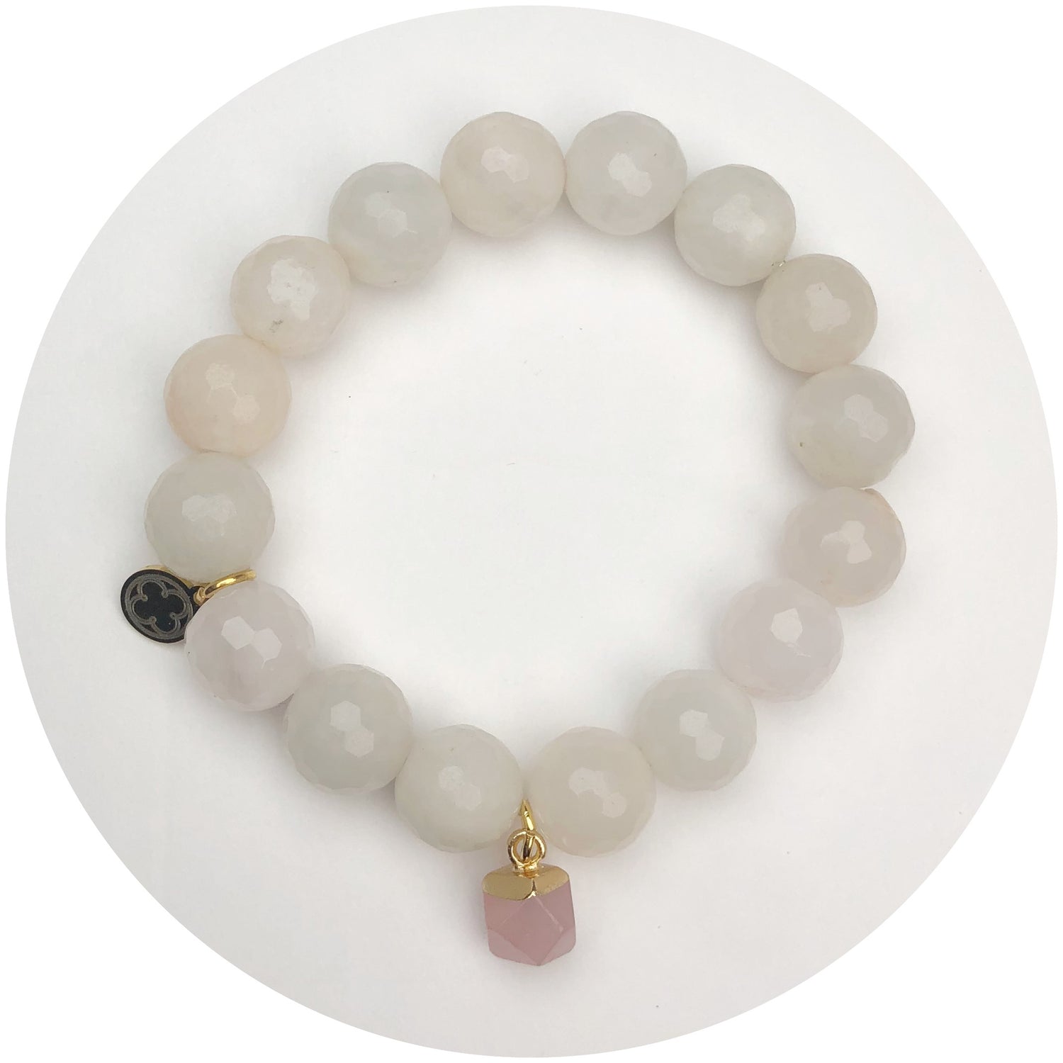 Bleached Rose Water Agate with Rose Quartz Pendant