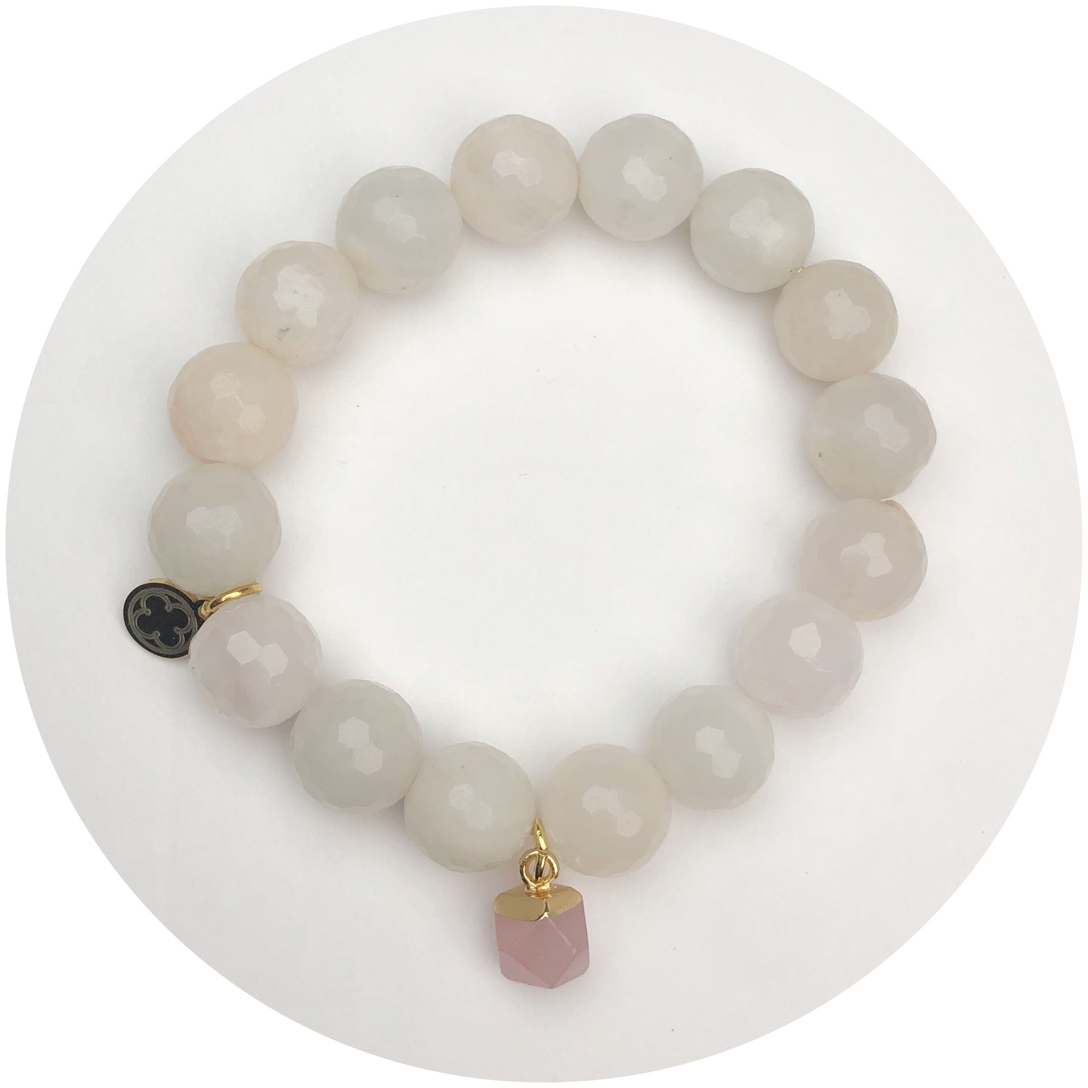 Bleached Rose Water Agate with Rose Quartz Pendant