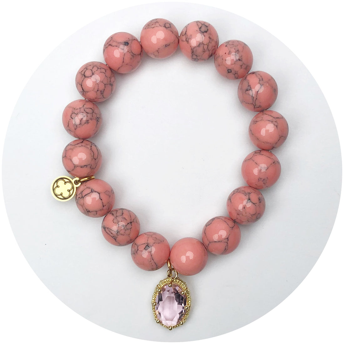 Coral Pink Howlite with Coral Hidden Gem
