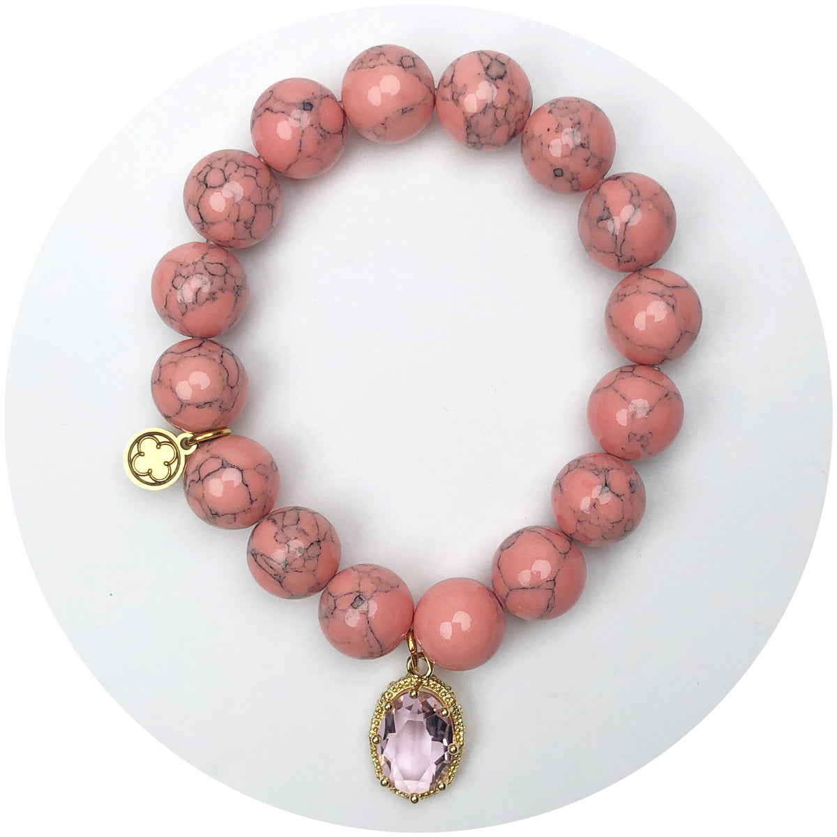 Coral Pink Howlite with Coral Hidden Gem