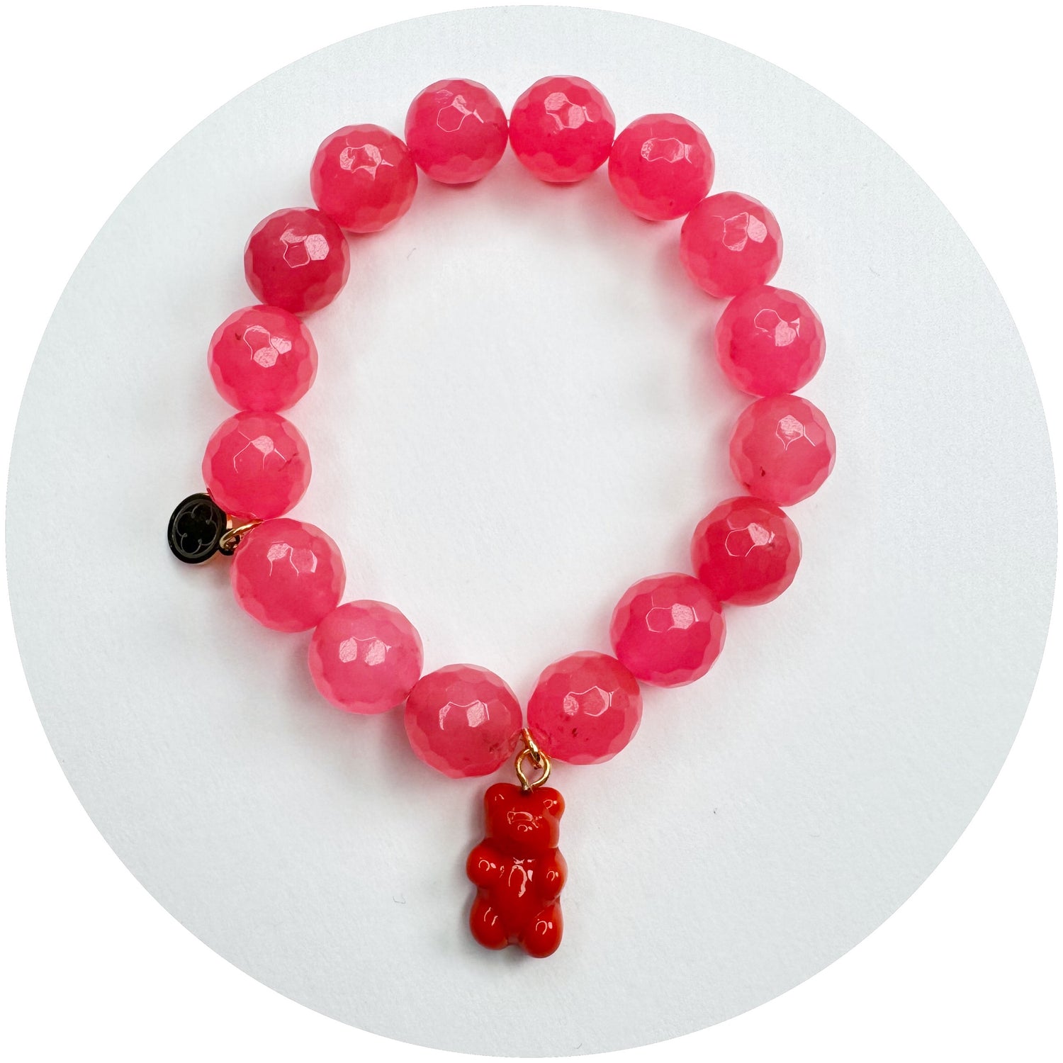 Fire Jade with Red Murano Glass Gummy Bear