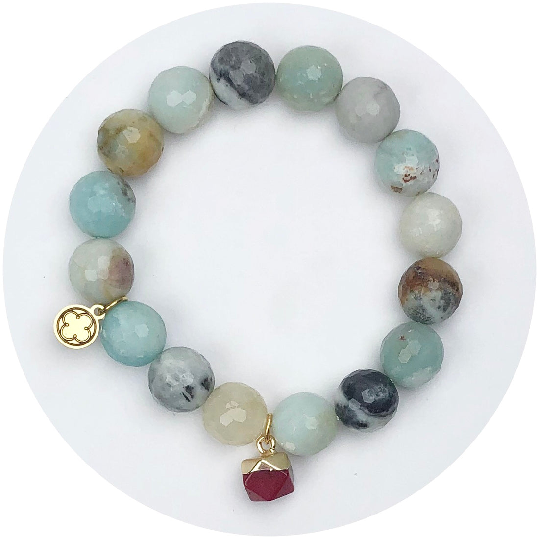 Ocean Riverstone with Scarlet Red Pendant