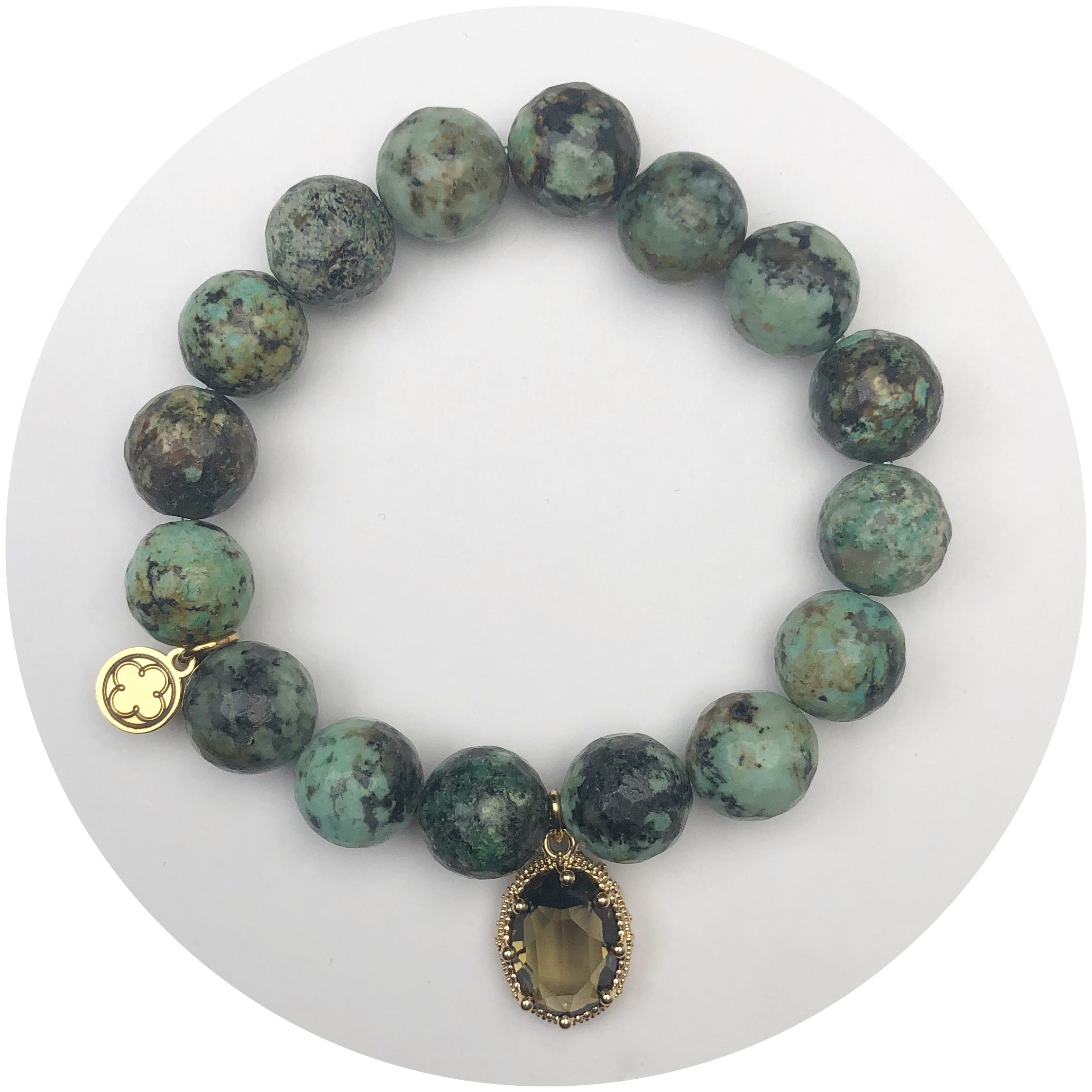 African Turquoise with Topaz Glass Teardrop