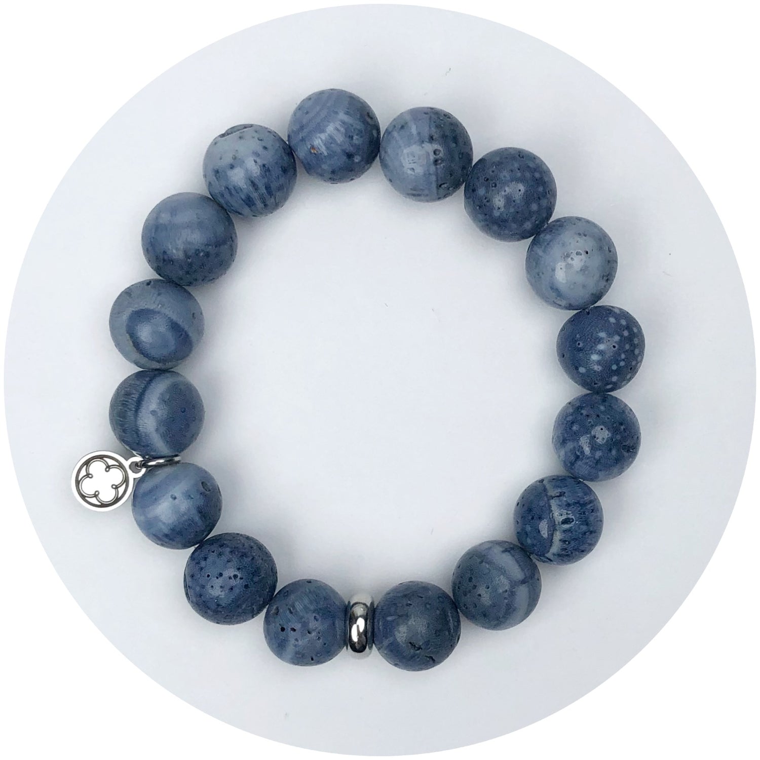 Blue Coral with Silver Spacer