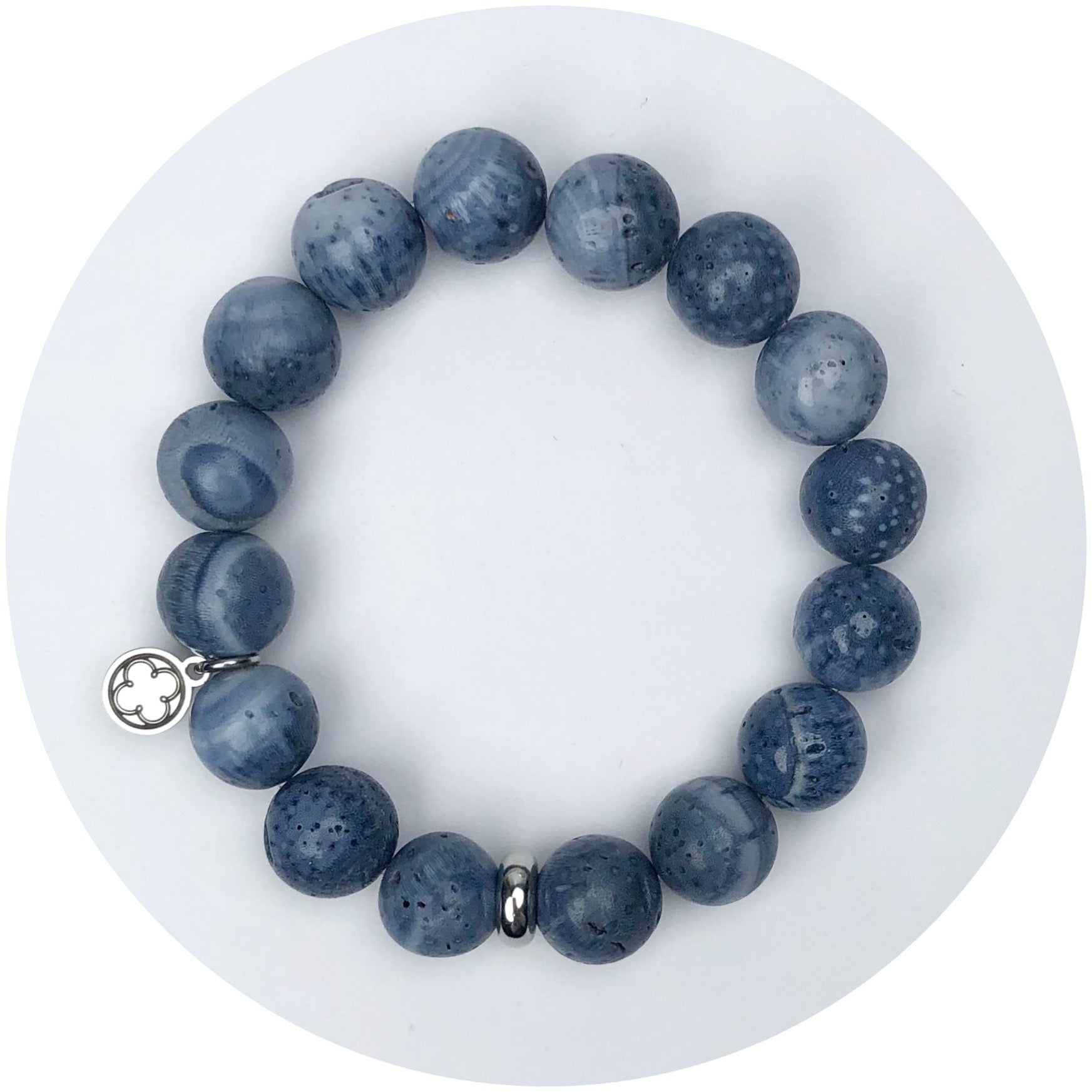 Blue Coral with Silver Spacer