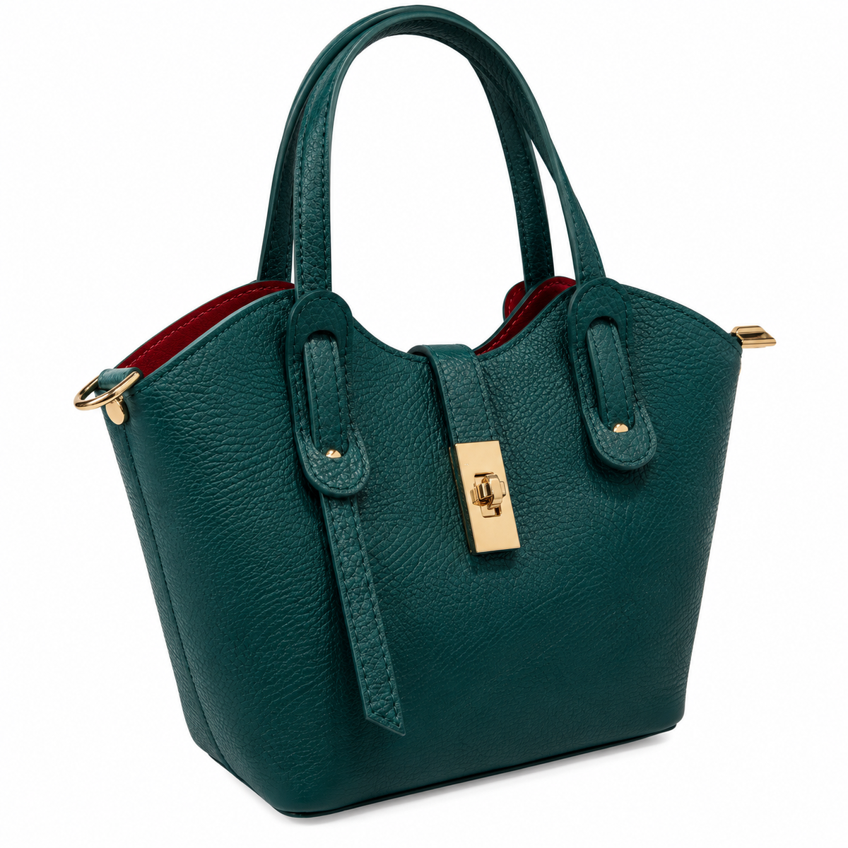 Alessia Teal Mini Leather Tote with Crossbody Strap