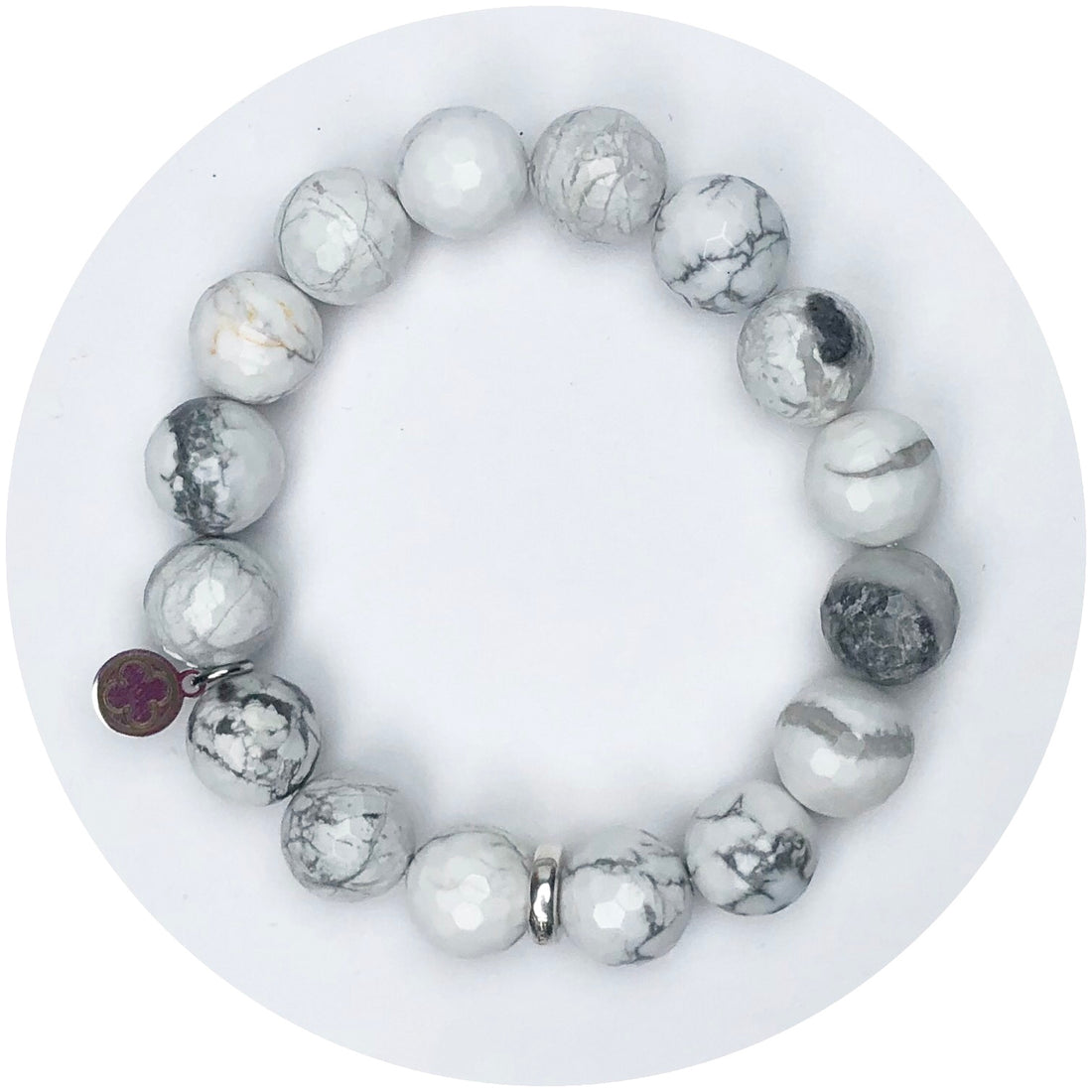 White Veined Agate with Silver Spacer