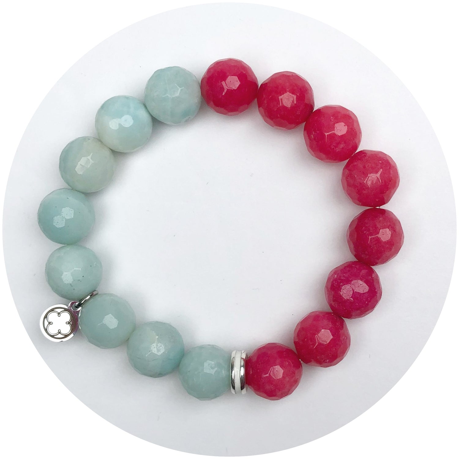 Icy Frosted Jade and Fuchsia Jade with Silver Spacer