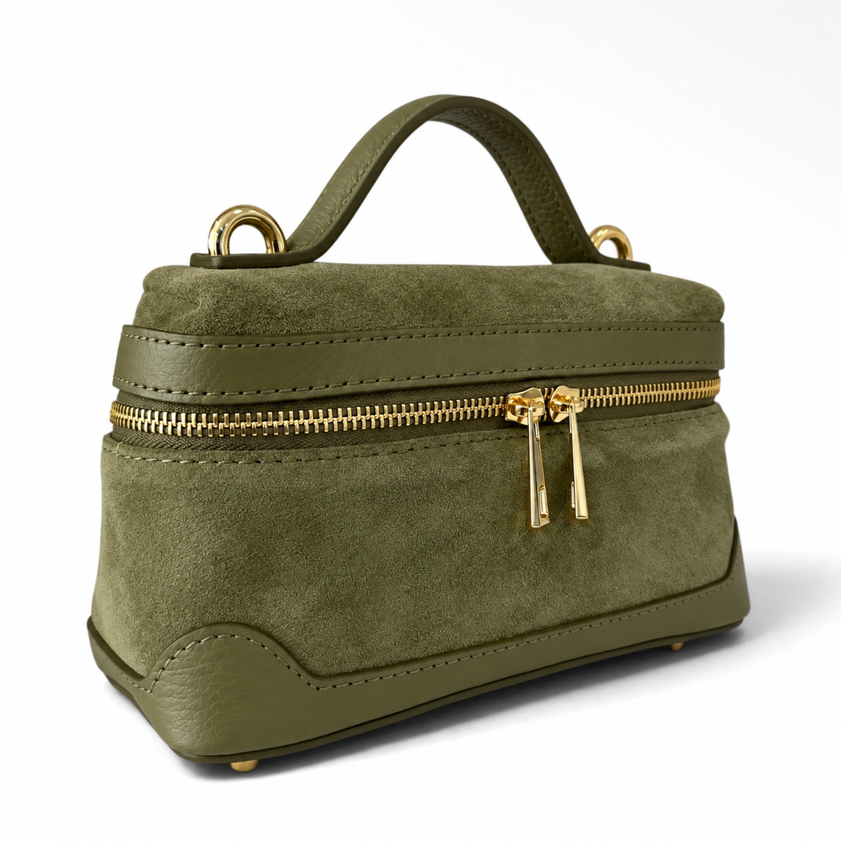 Frankie Olive Green Suede Handbag
