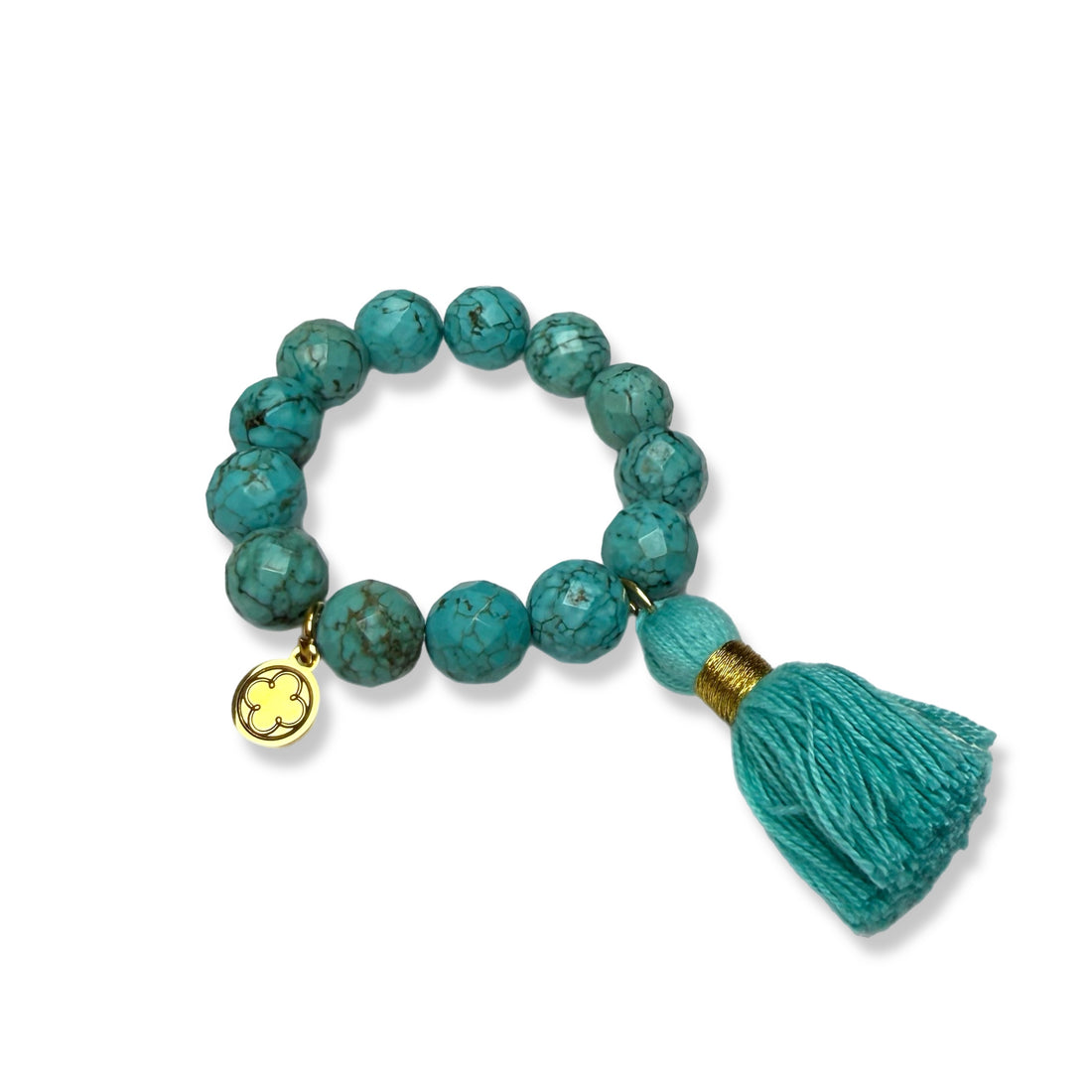 Green Turquoise with Aqua Tassel Napkin Rings - Set of 4