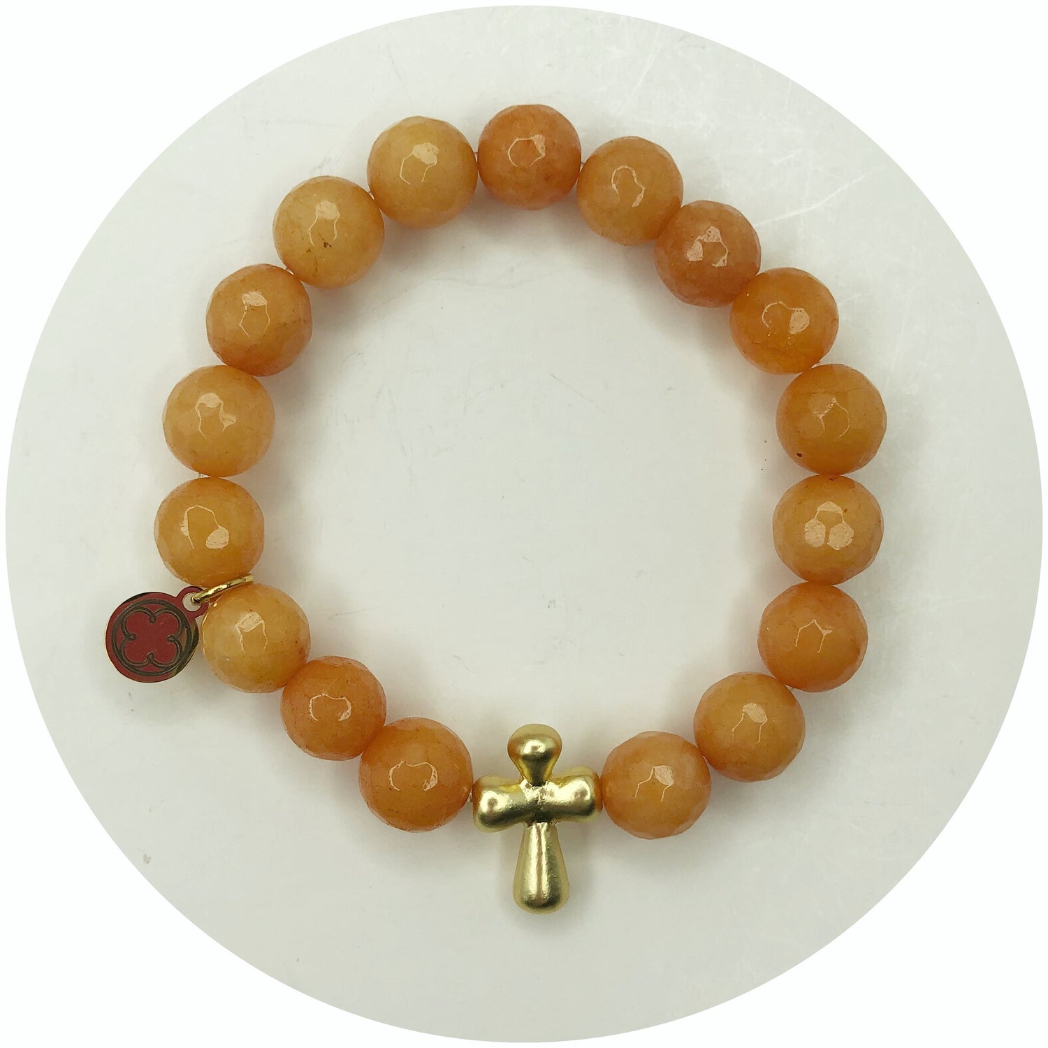 Light Apricot Jasper with Gold Cross Spacer