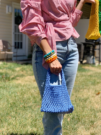 Catie Crochet Blue Mini Bag