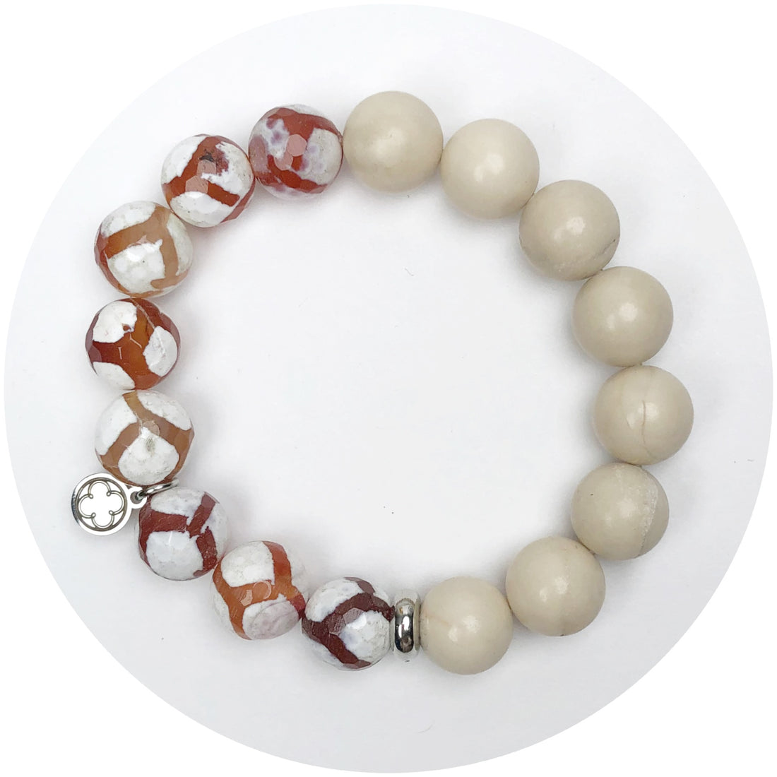 Sand Riverstone and Truffle Marble with Silver Spacer