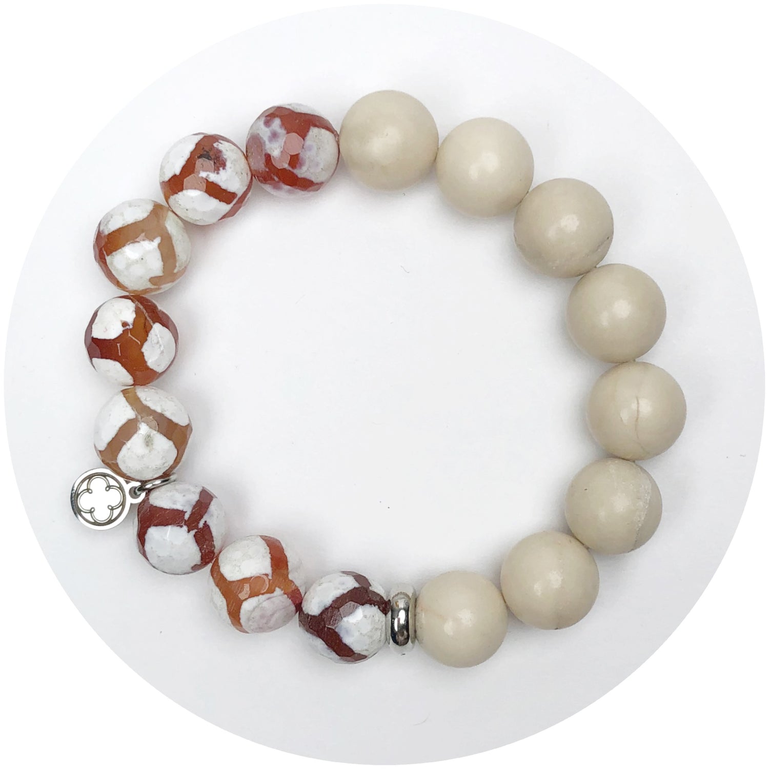 Sand Riverstone and Truffle Marble with Silver Spacer