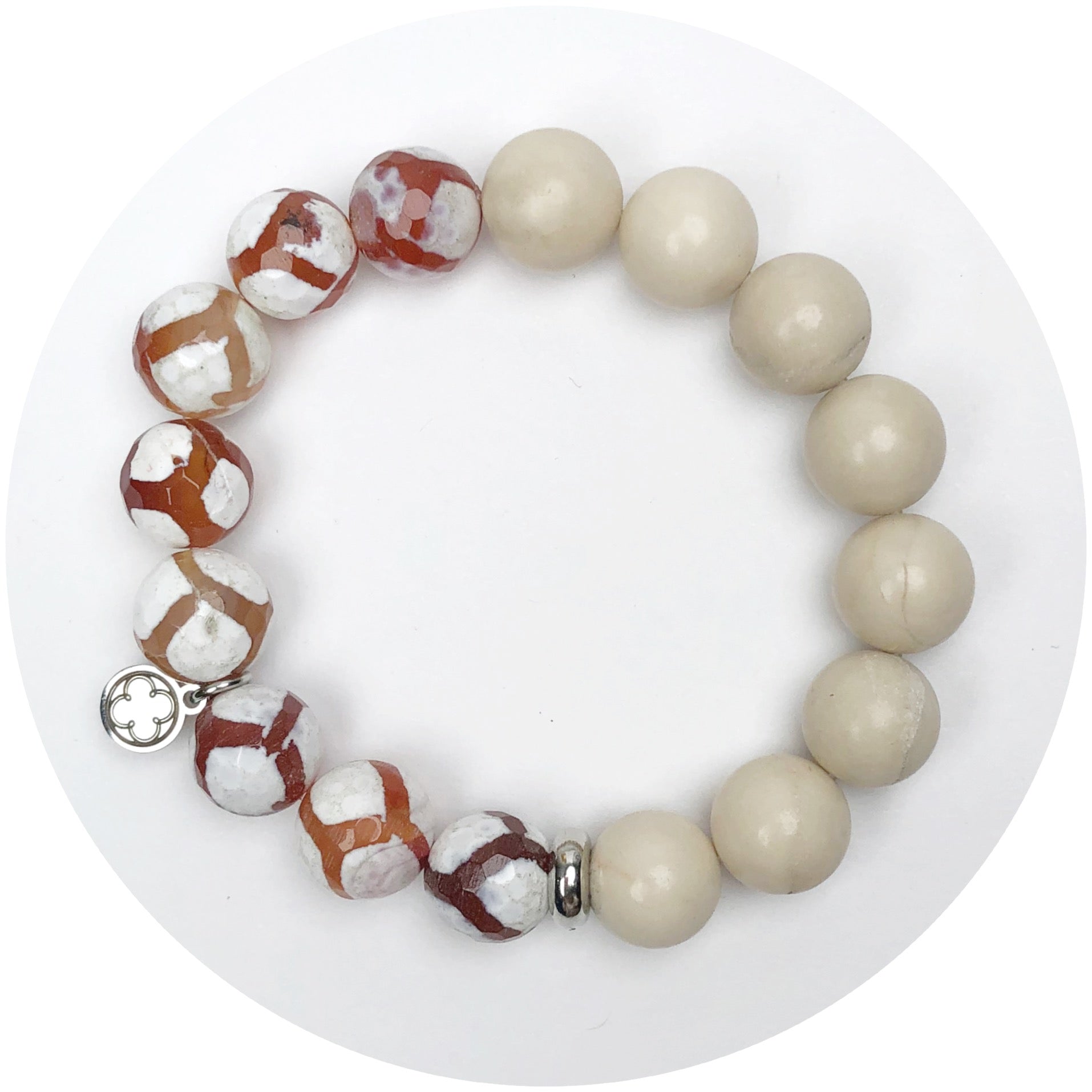 Sand Riverstone and Truffle Marble with Silver Spacer