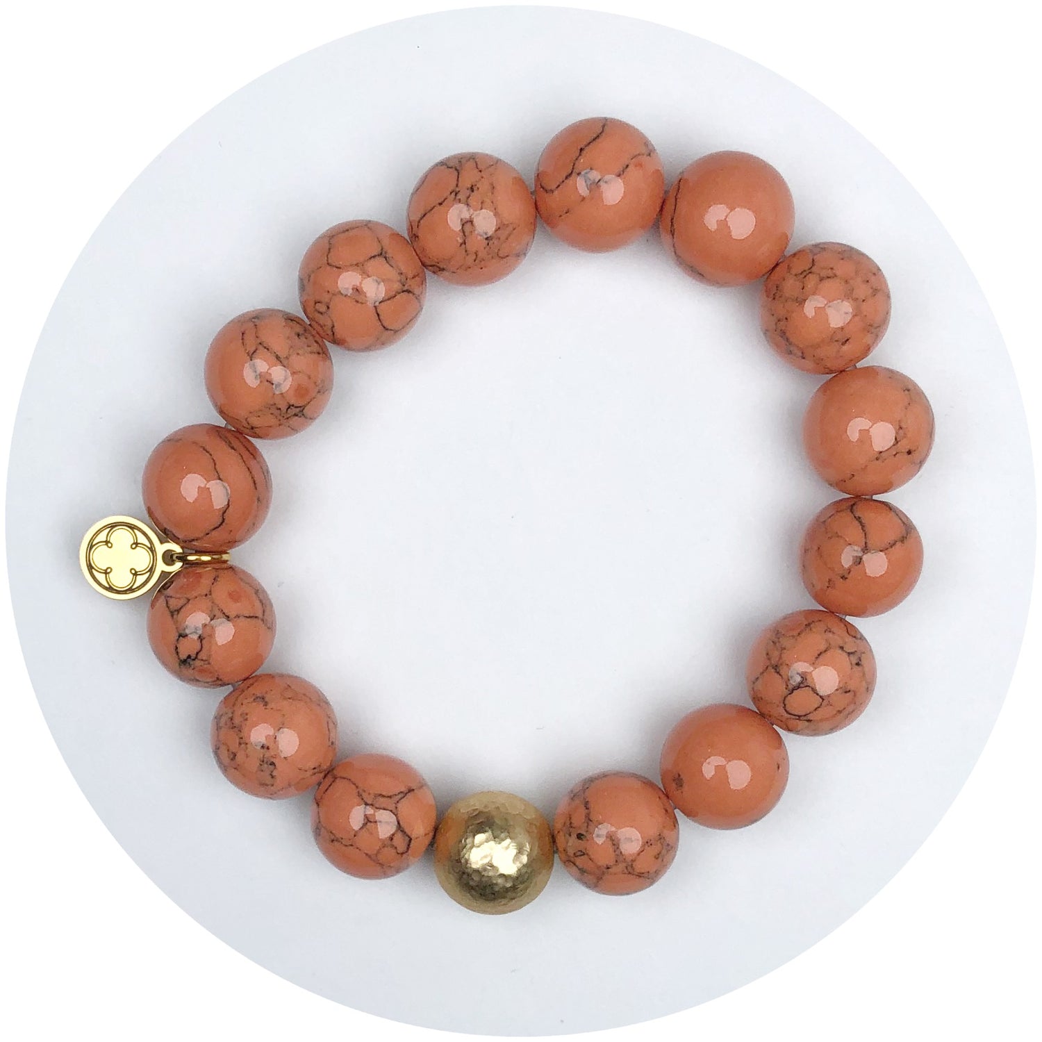 Melon Howlite with Hammered Gold Accent