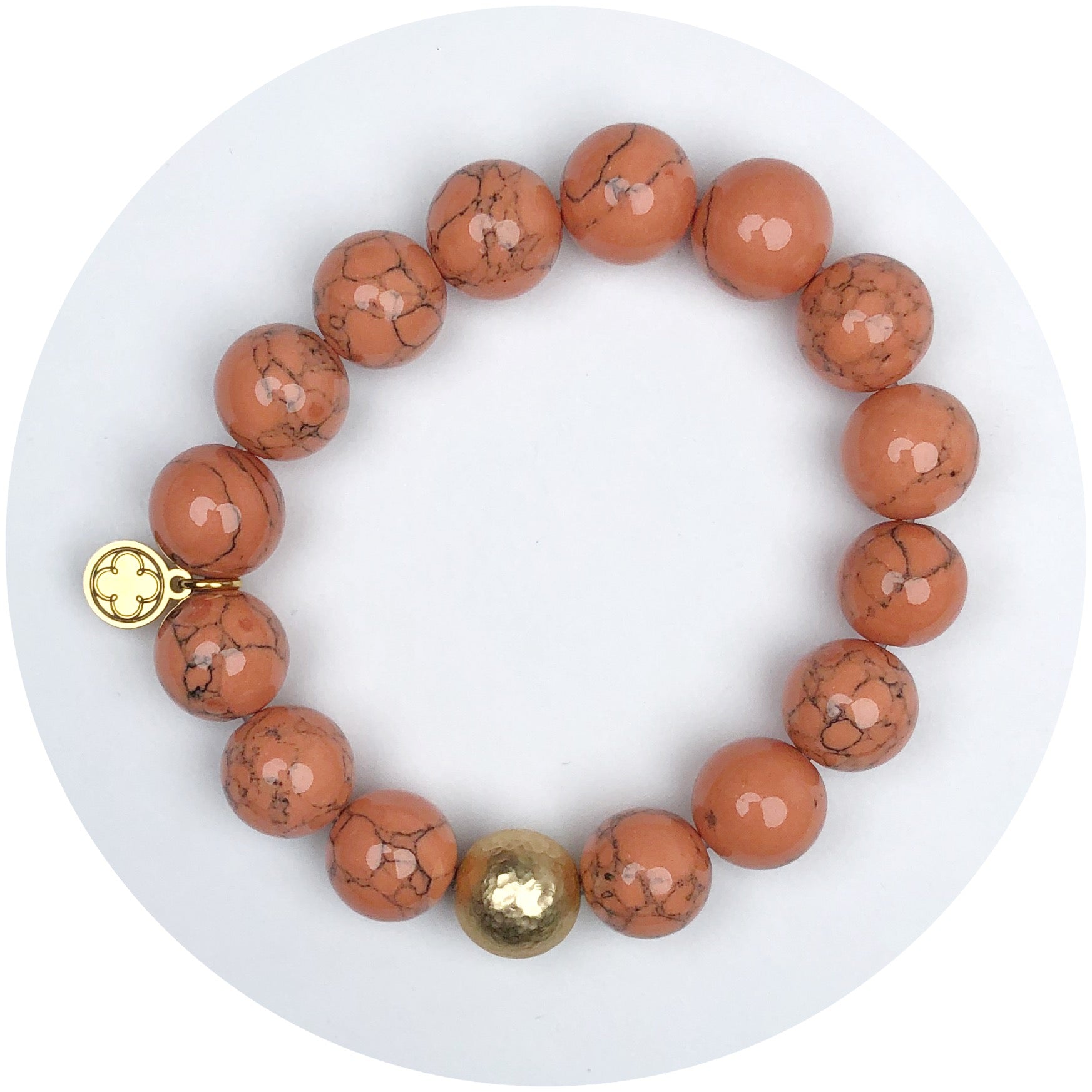 Melon Howlite with Hammered Gold Accent