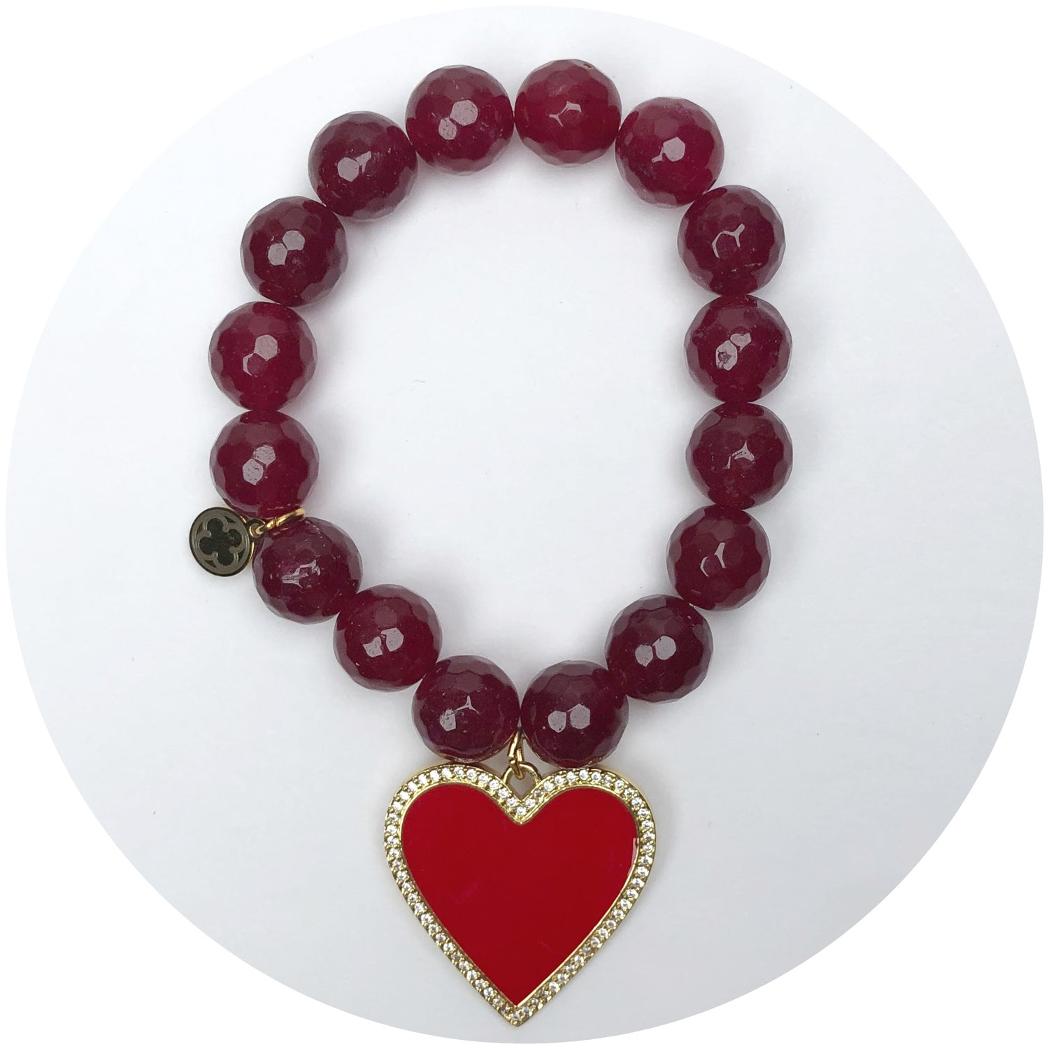 Cherry Crimson Jade with Red Heart Pendant