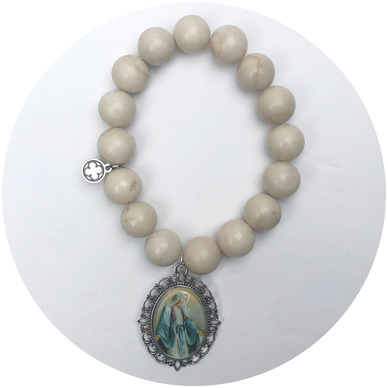 Sandstone with Large Virgin Mary Pictured Medallion