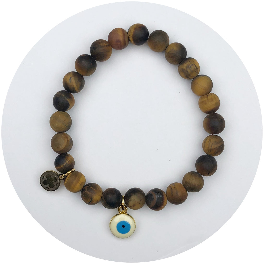 Honey Tiger with White Evil Eye Pendant