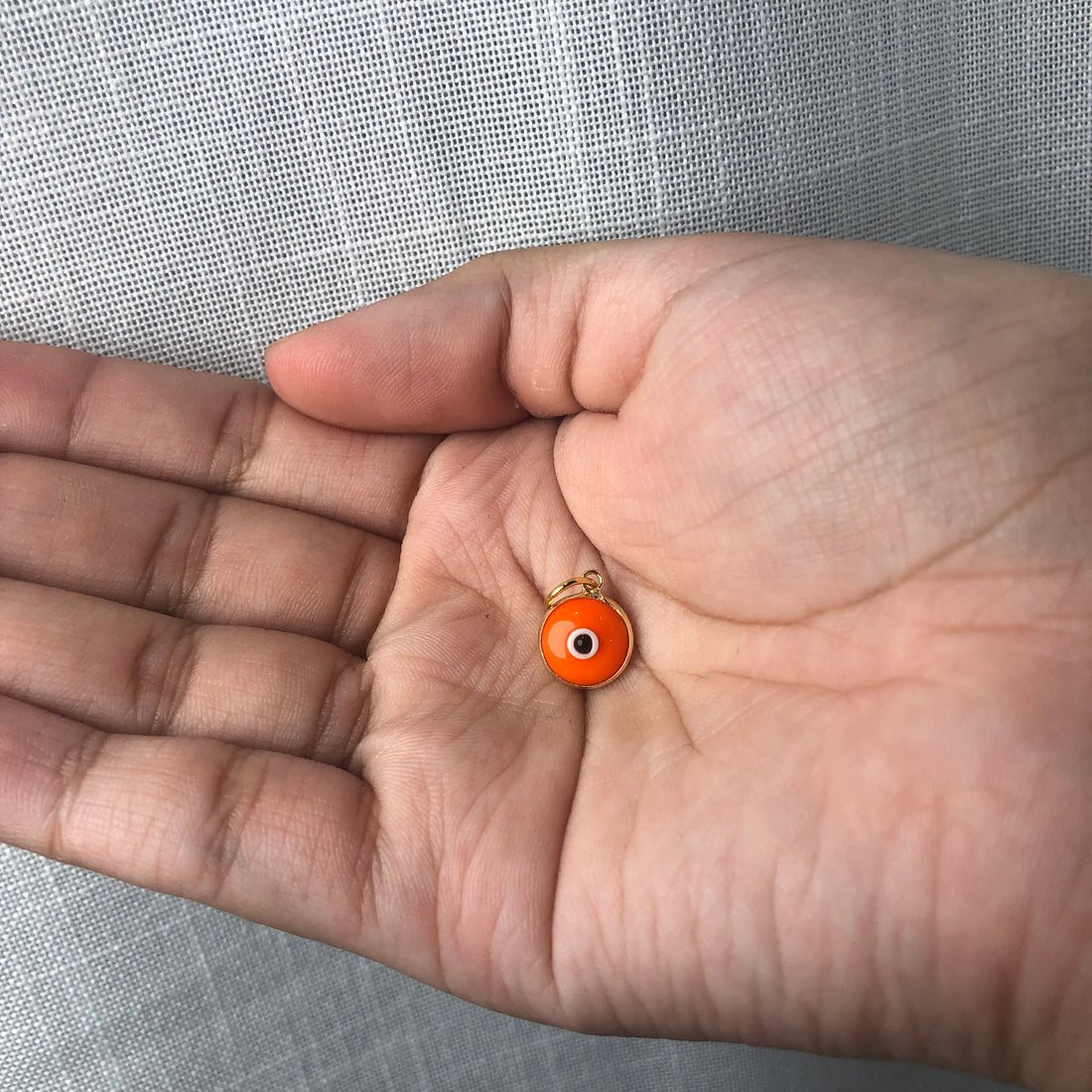 Orange Glass Evil Eye Pendant