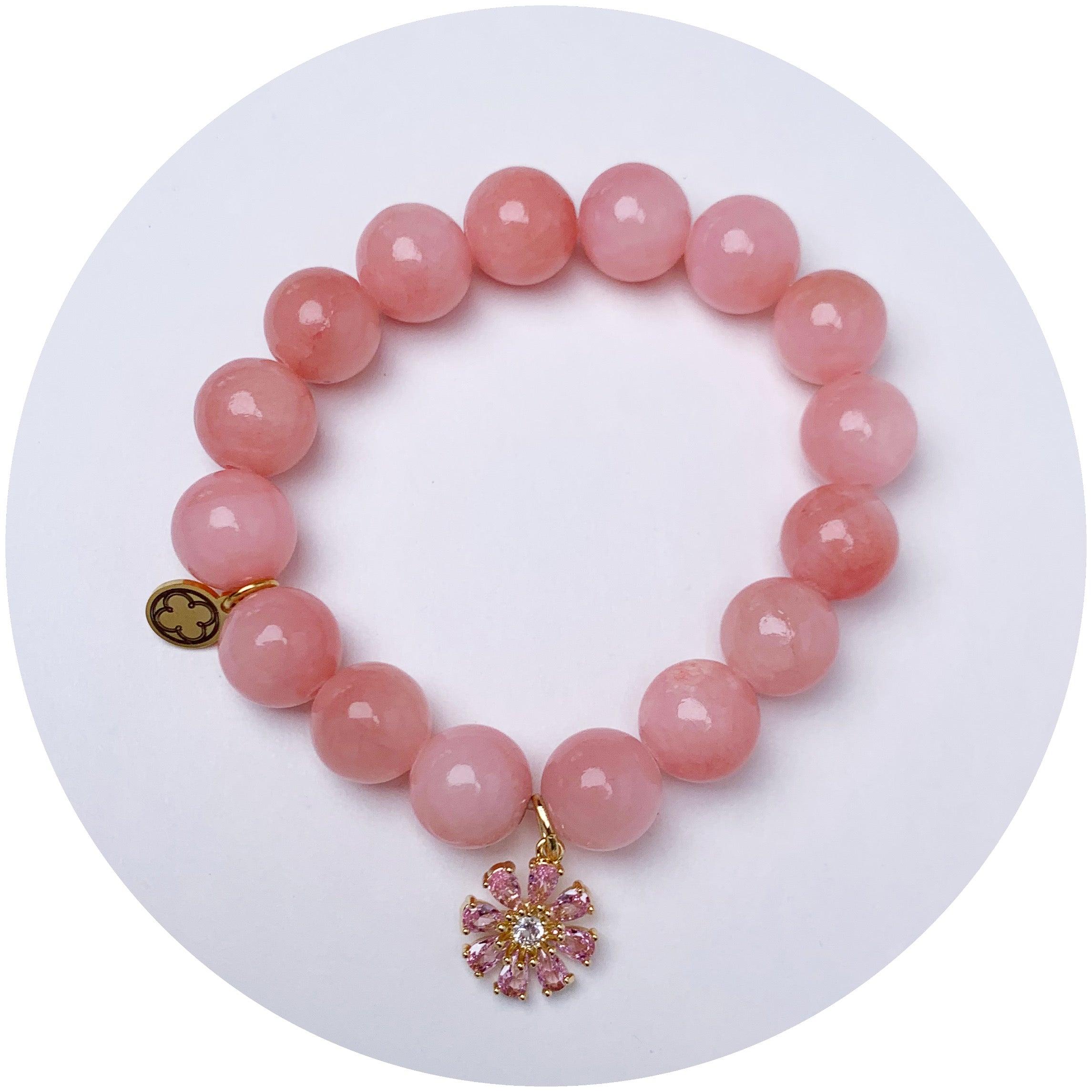 Rose Pink Jade with Pink Daisy Pendant