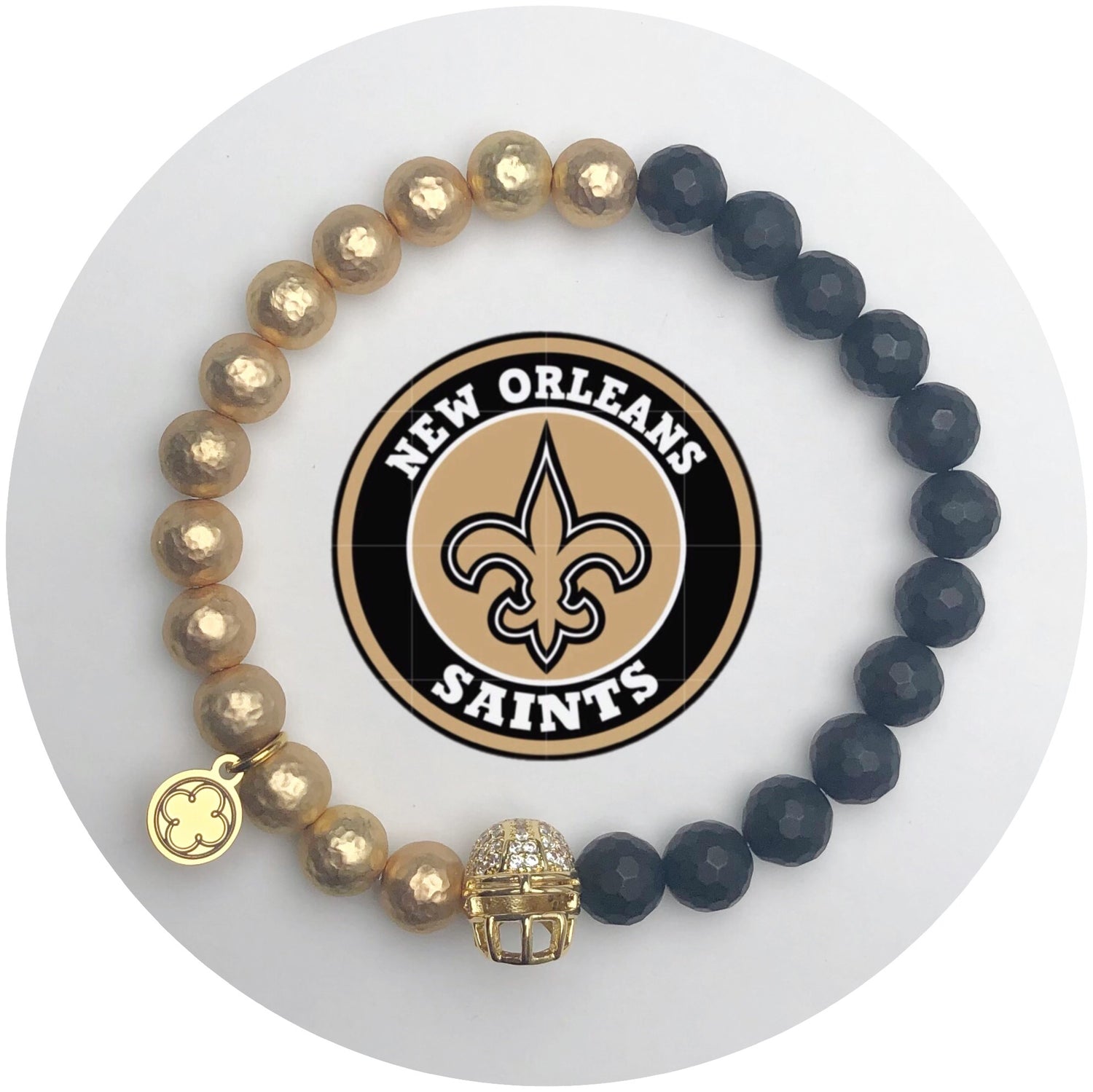 Mens New Orleans Saints with Gold Pavé Helmet
