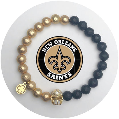 Mens New Orleans Saints with Gold Pavé Helmet