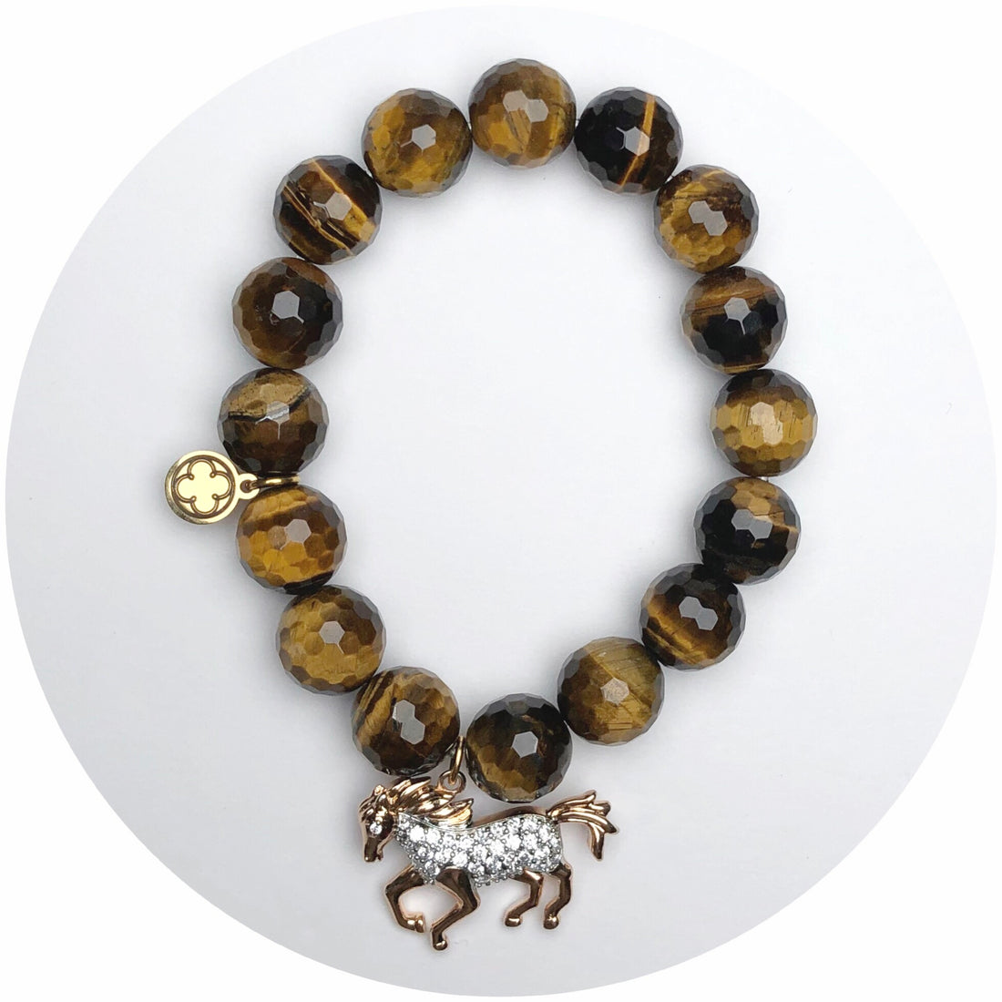 Tiger Eye with Gold Pavé Horse Pendant - Oriana Lamarca LLC