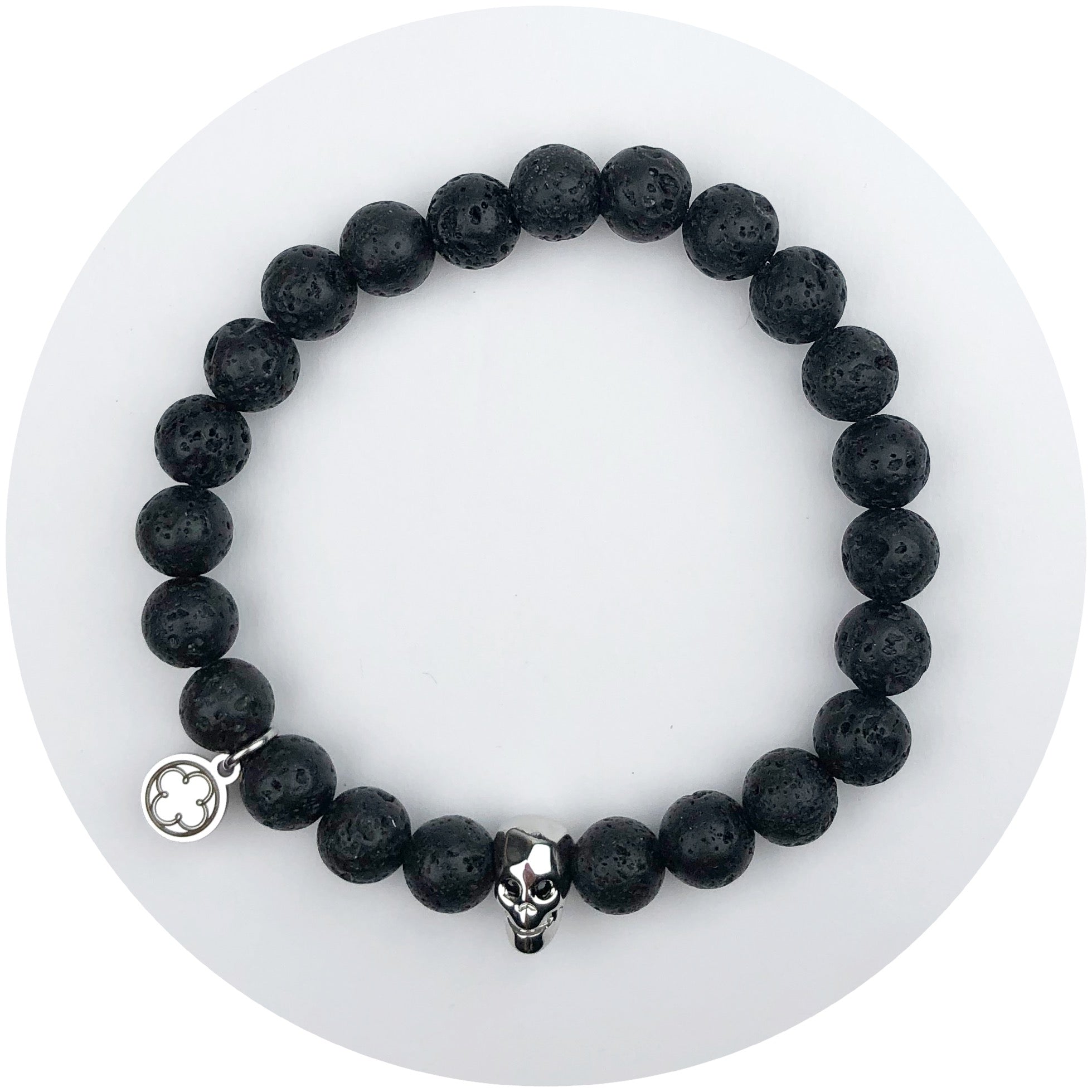 Mens Black Lava with Silver Skull