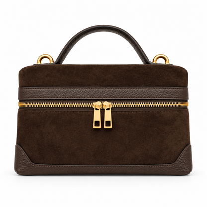 Frankie Chocolate Brown Suede Handbag
