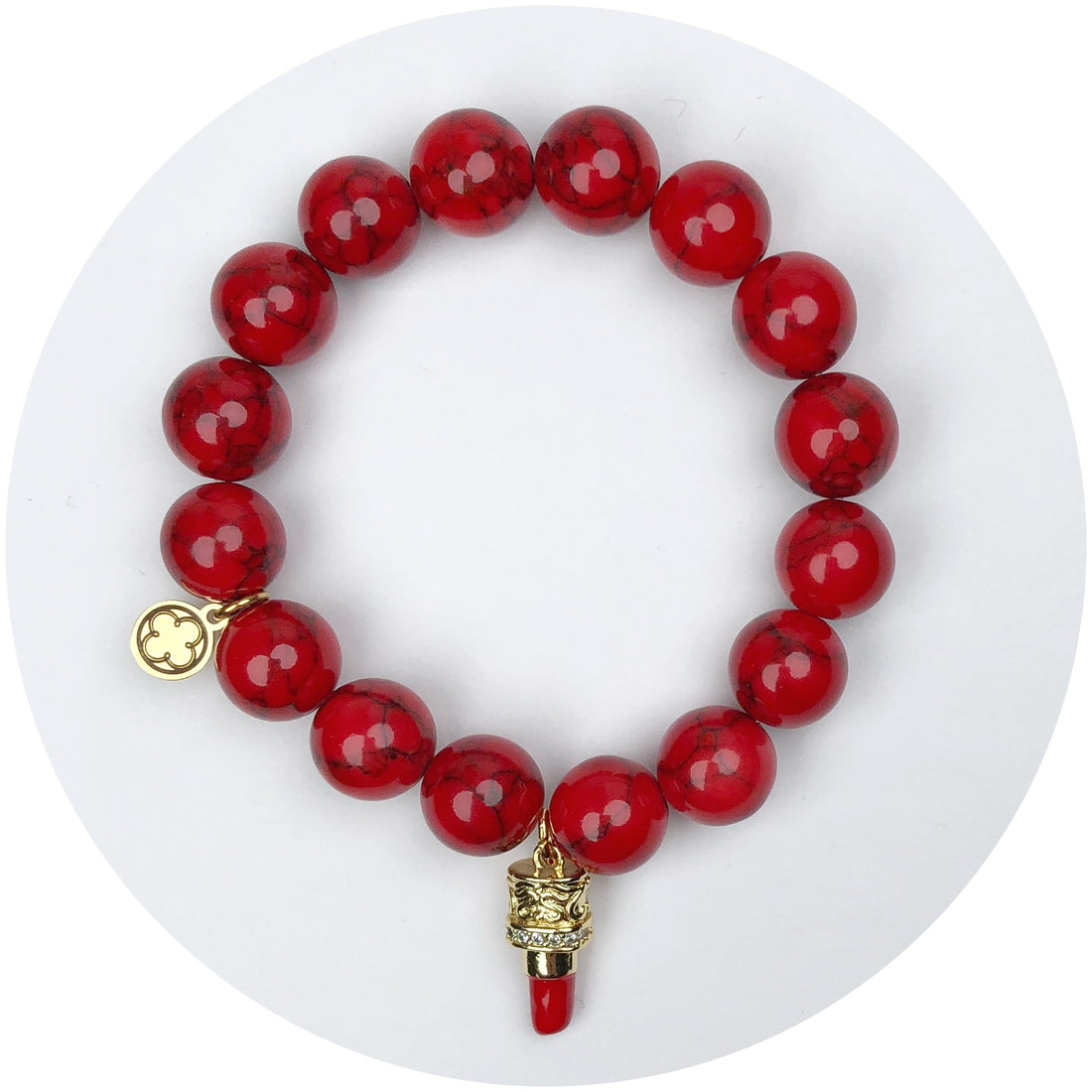 Red Howlite with Pavé Lipstick Pendant