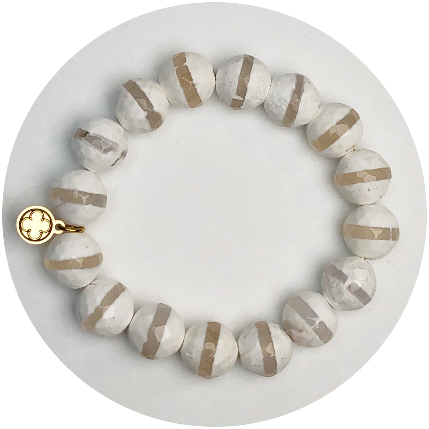 Tibetan White Zebra Beaded Bracelet