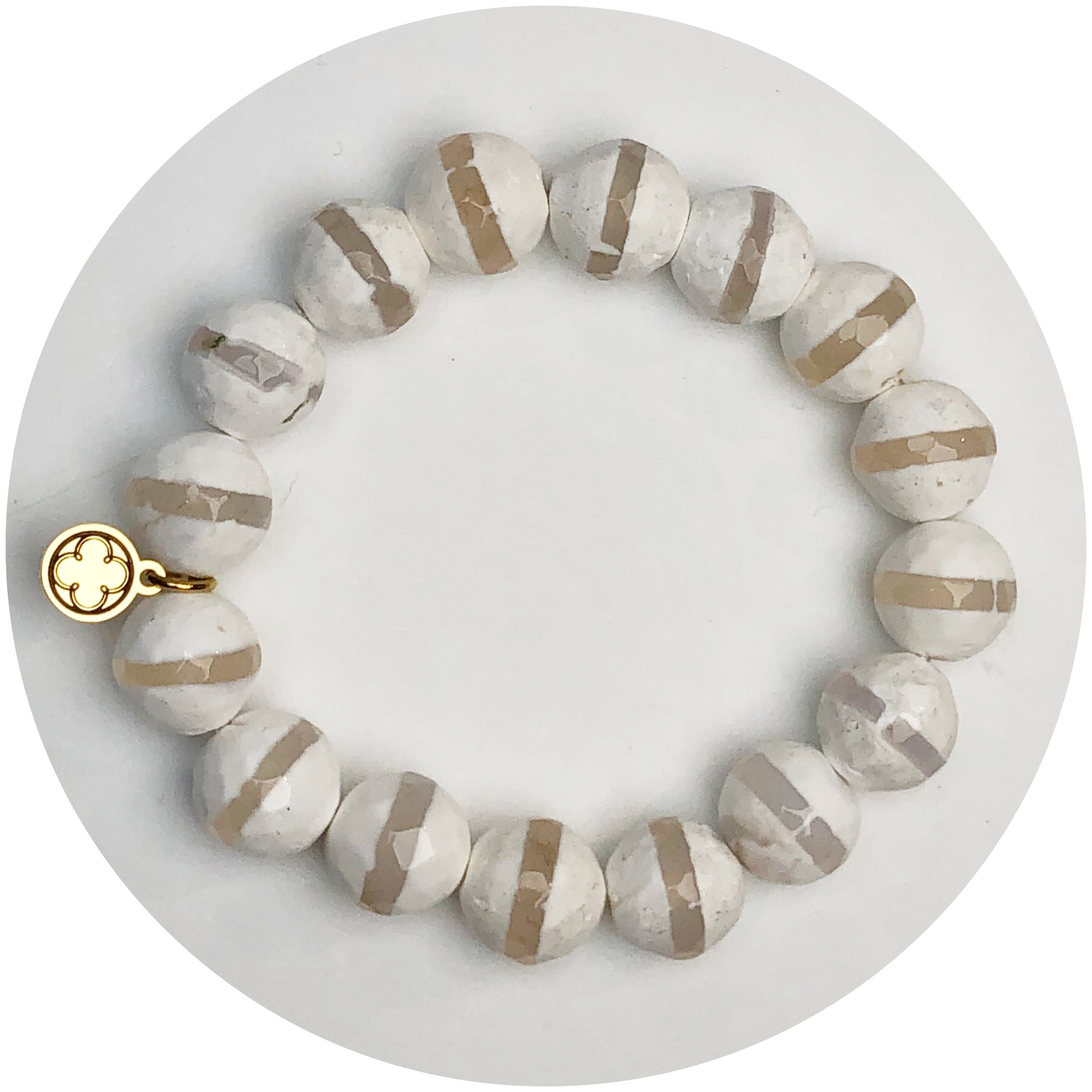 Tibetan White Zebra Beaded Bracelet