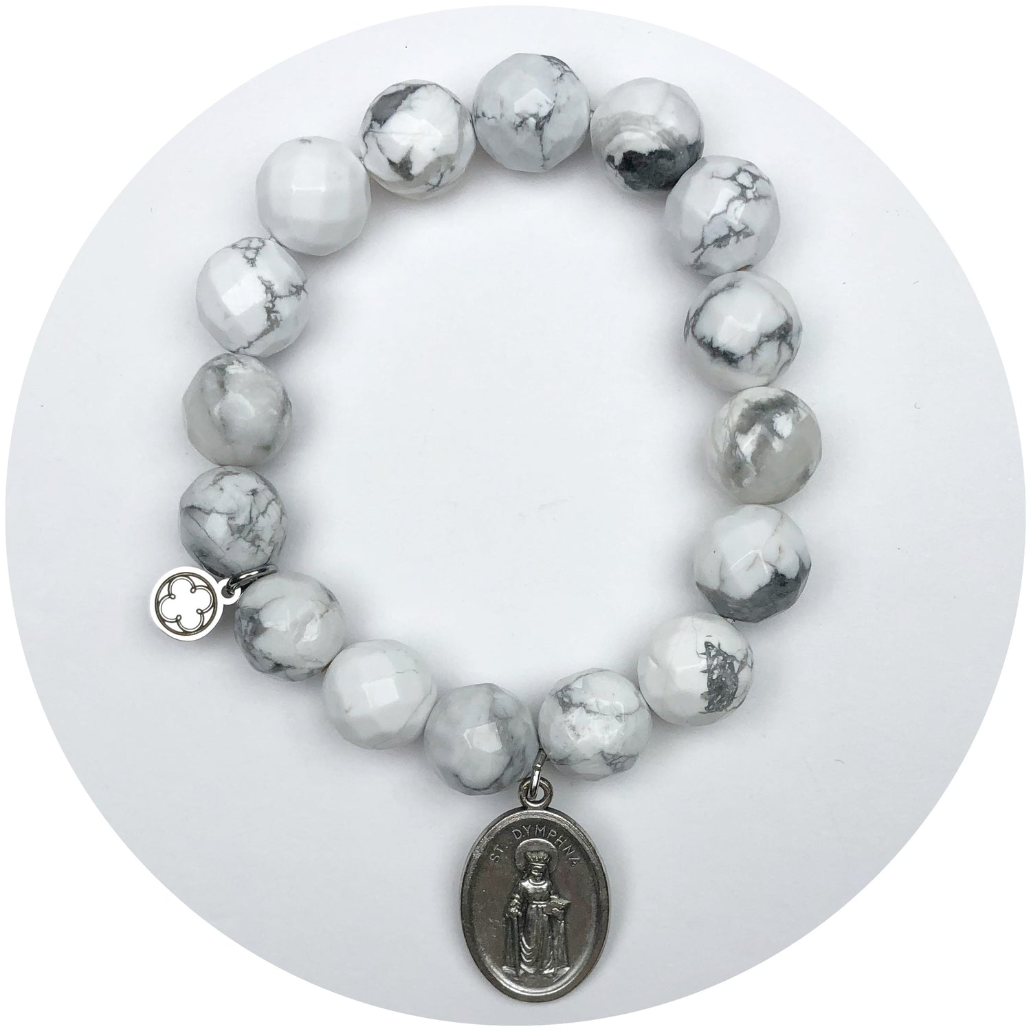 Frosted Marble Agate with Saint Dymphna Pendant