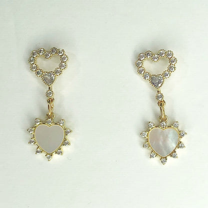 Pavé Mother of Pearl Heart Earring