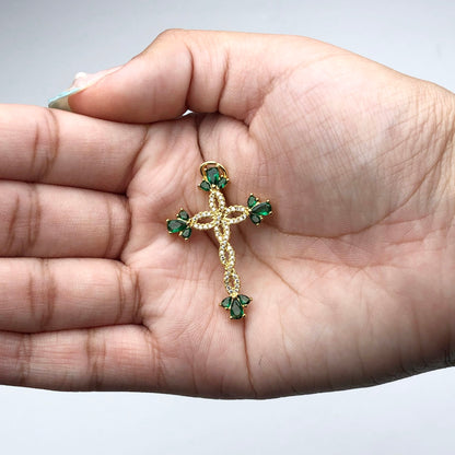 Emerald Twisted Cross Pendant