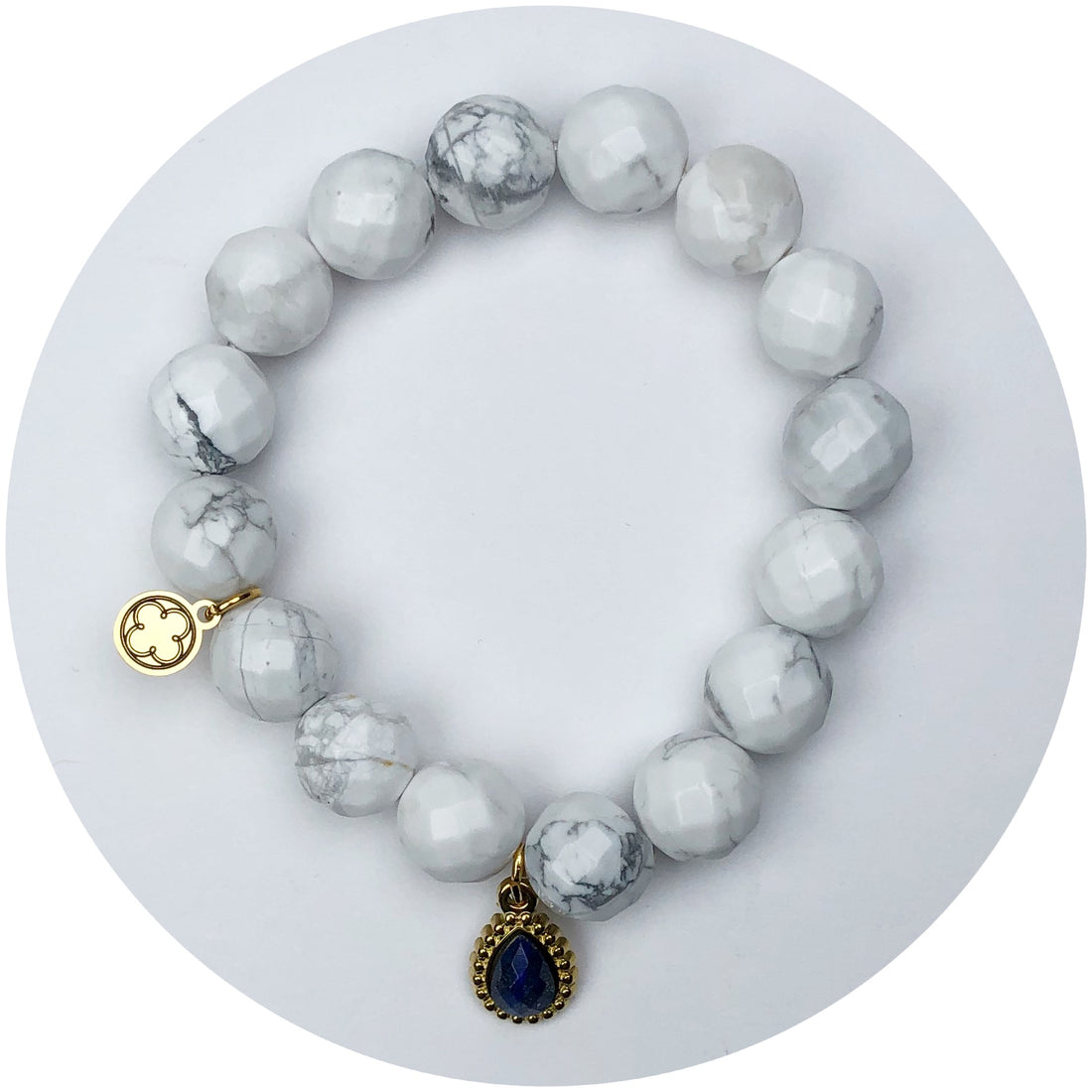 Marbled Blanche Agate with Azul Teardrop Pendant