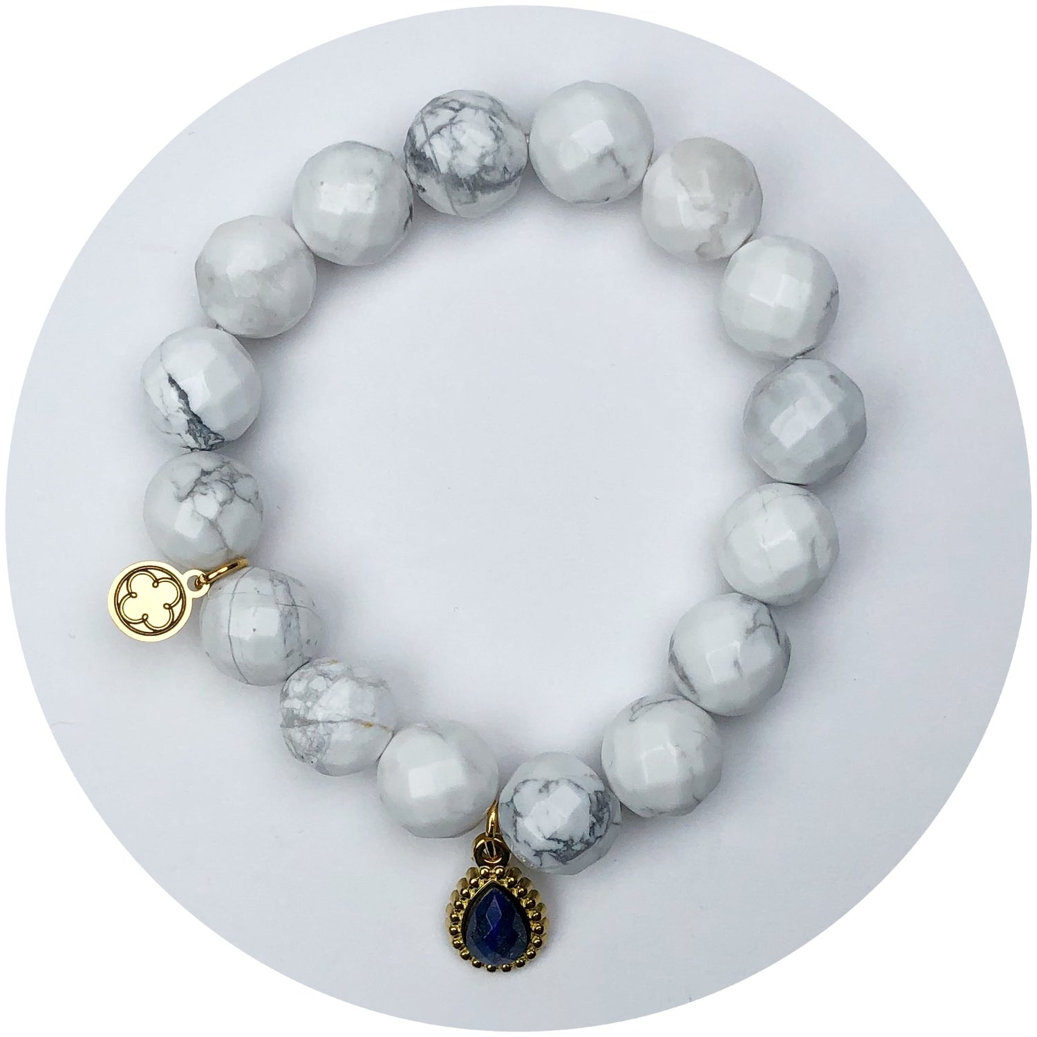 Marbled Blanche Agate with Azul Teardrop Pendant