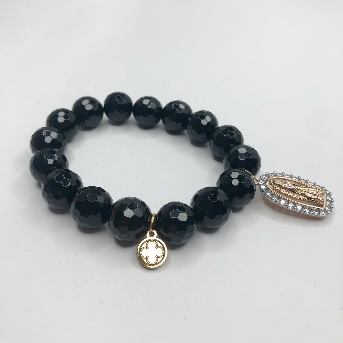 Black Onyx with Pavé Blessed Mother Pendant