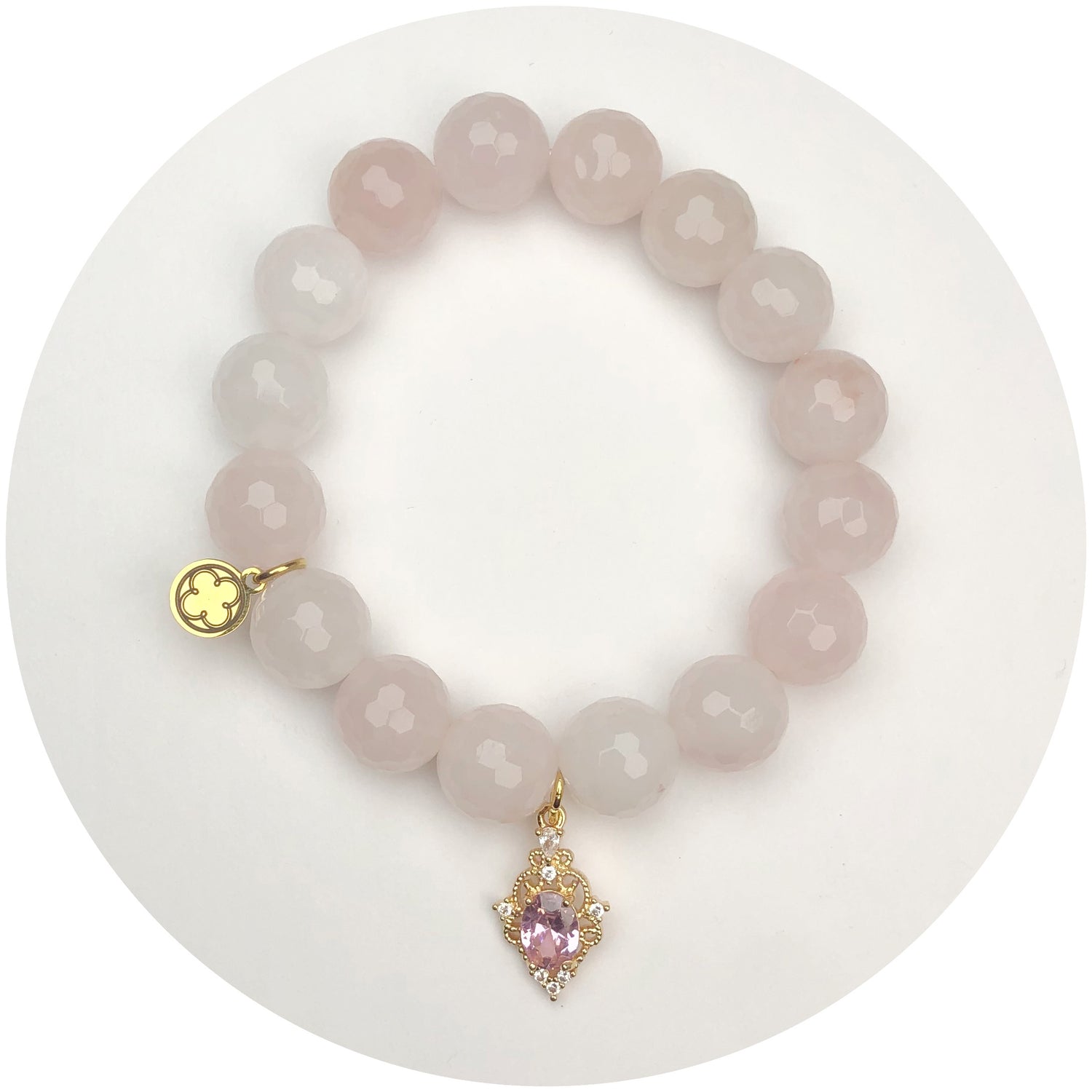 Rose Water Agate with Pink Royal Crystal Pendant