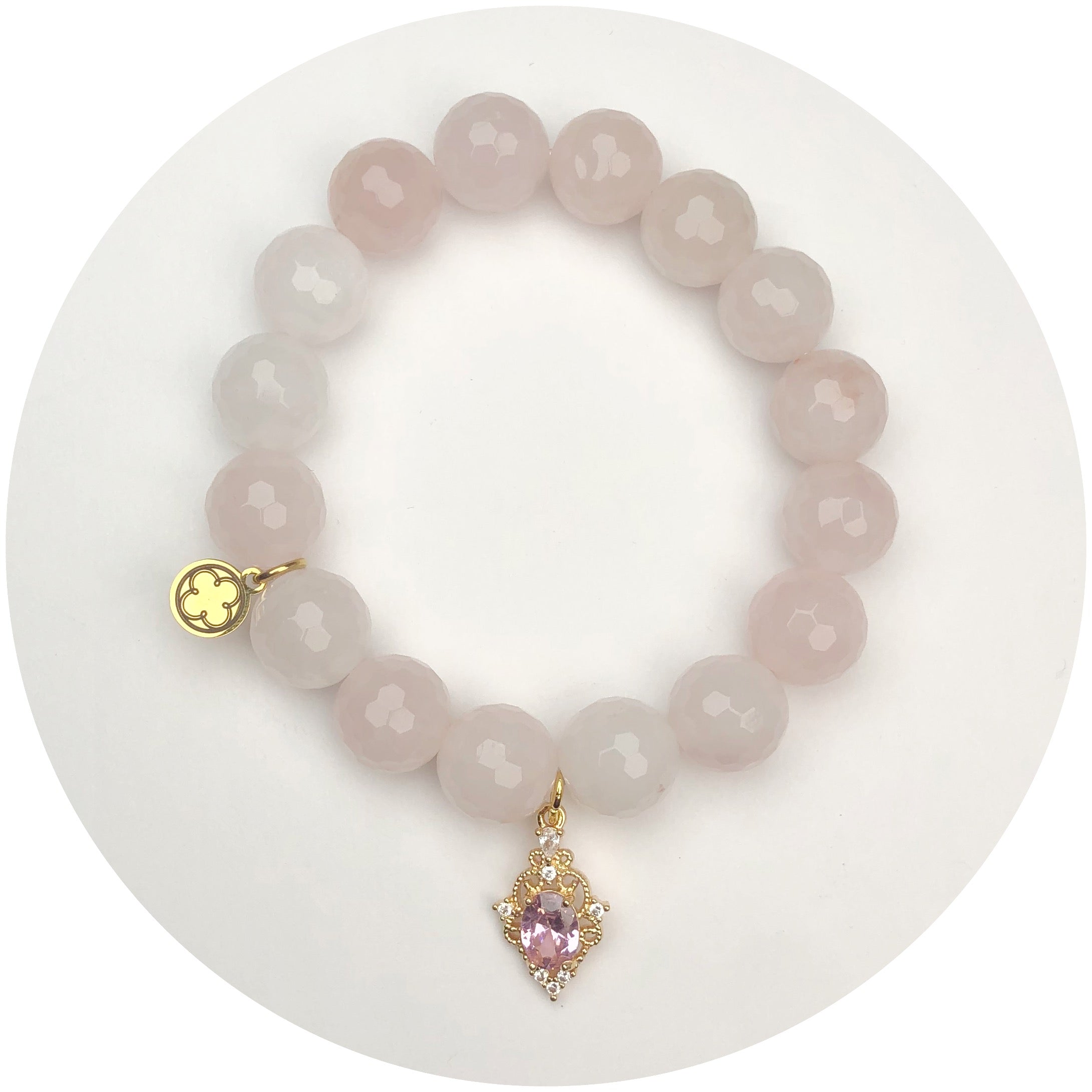 Rose Water Agate with Pink Royal Crystal Pendant